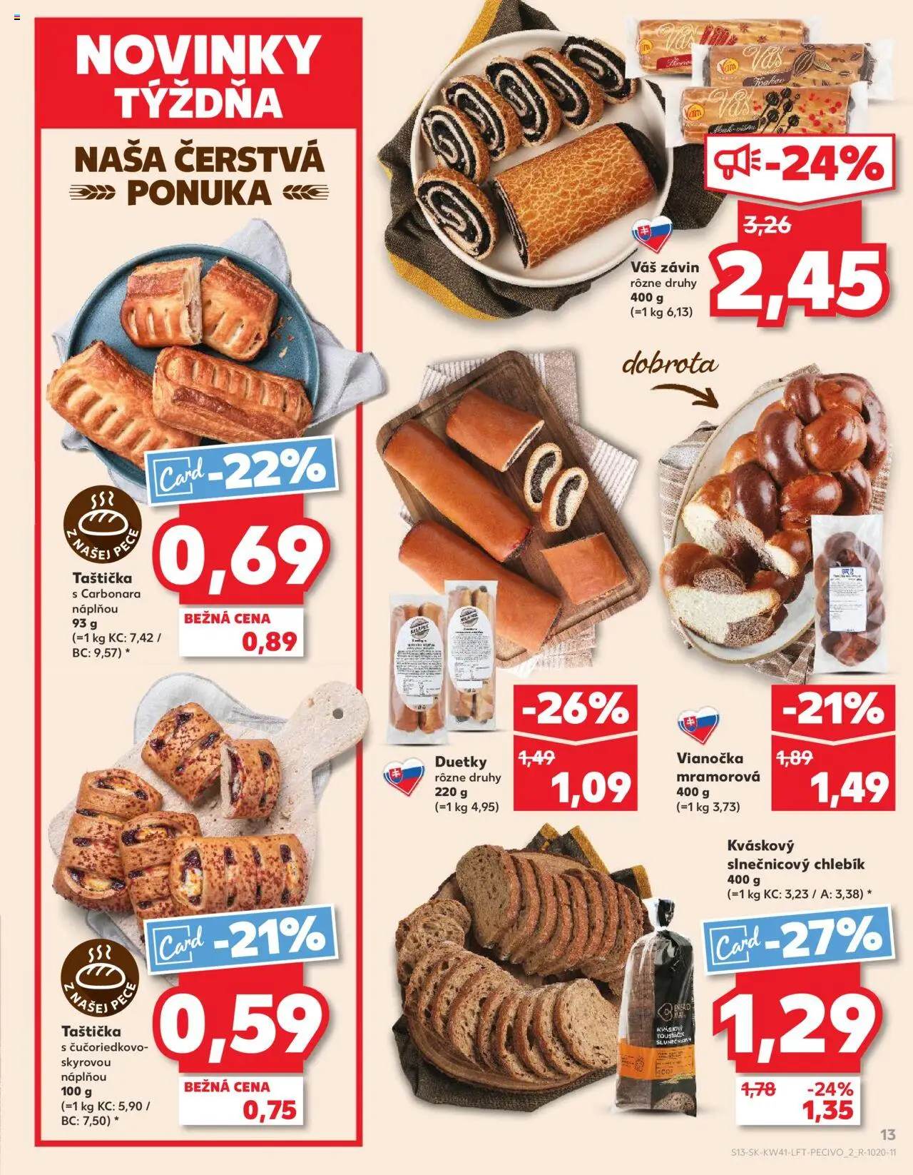 Nové Kaufland akcie – leták je platný od 09.10.2025 | Strana: 13 | Produkty: Vianočka, Závin, Pec