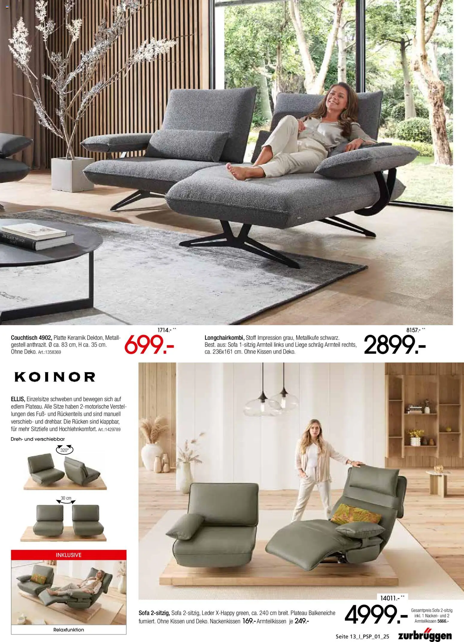 Zurbrüggen  Polstermöbel-Spezial – gültig ab 27.10.2025 | Seite: 13 | Produkte: Kissen, Sofa, Couchtisch, Liege