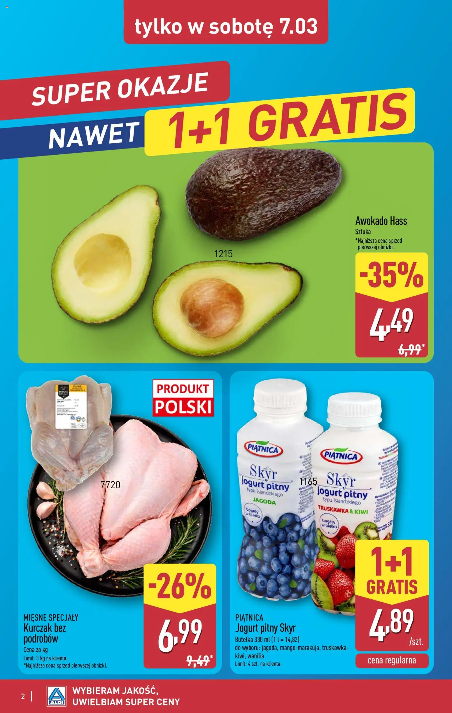Aldi Polsko leták - Oferta weekendowa od 05.03.2026 | Strana: 2 | Produkty: Jogurt, Kiwi, Skyr