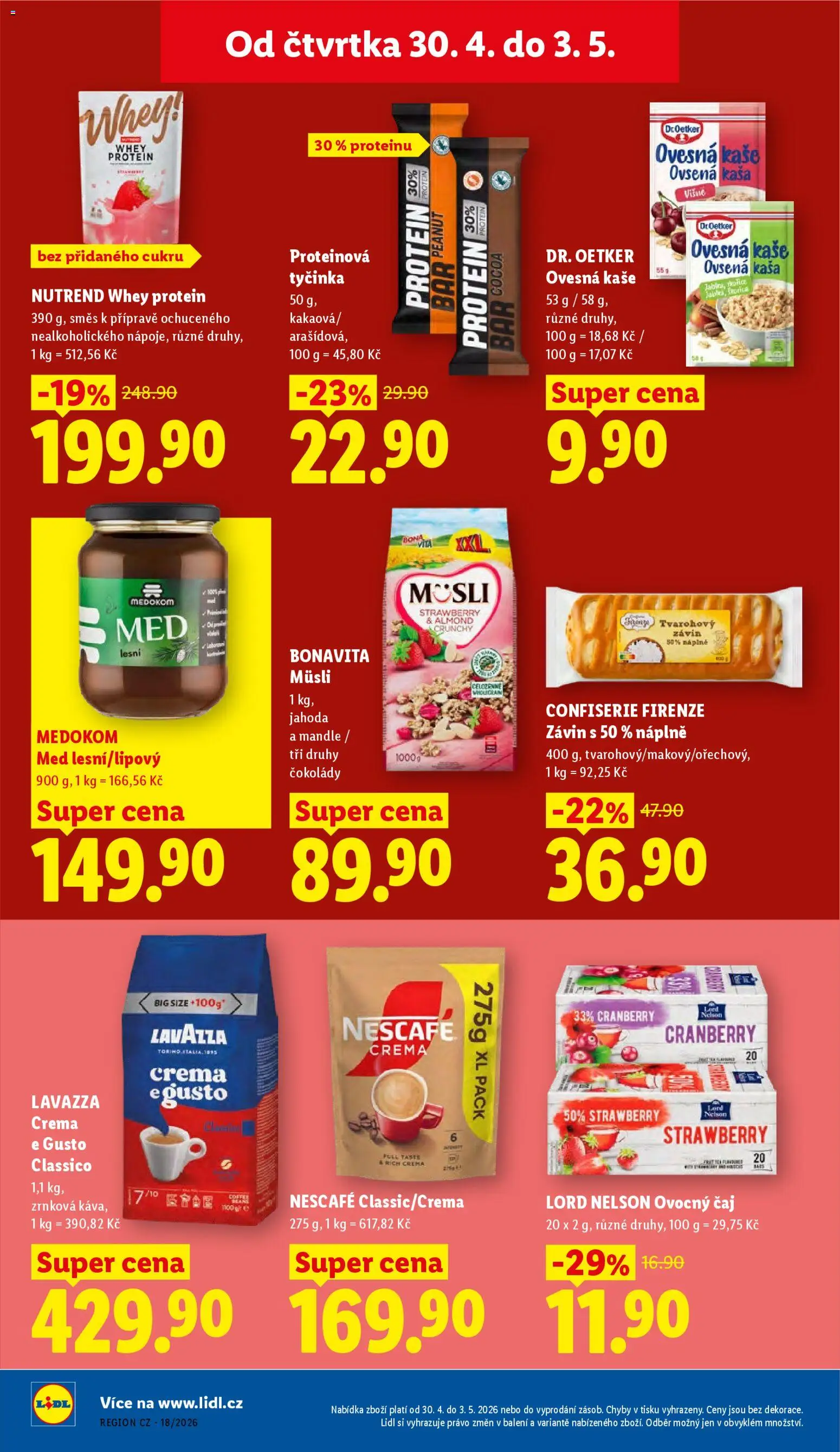 Lidl leták od 30.04.2026 | Strana: 20 | Produkty: Proteinová tyčinka, Lavazza, Ovesná kaše, Müsli