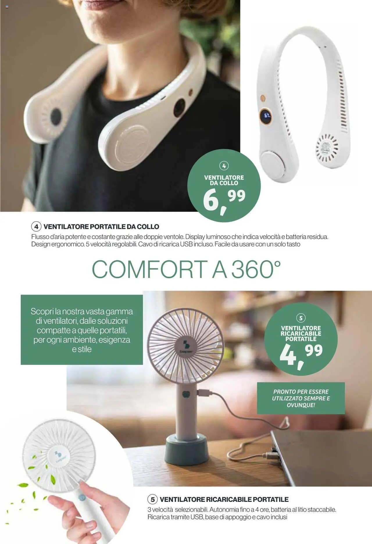 Volantino IN's del 19.05.2025 | Pagina: 7 | Prodotti: Ventilatore, Cavo, USB, Batteria