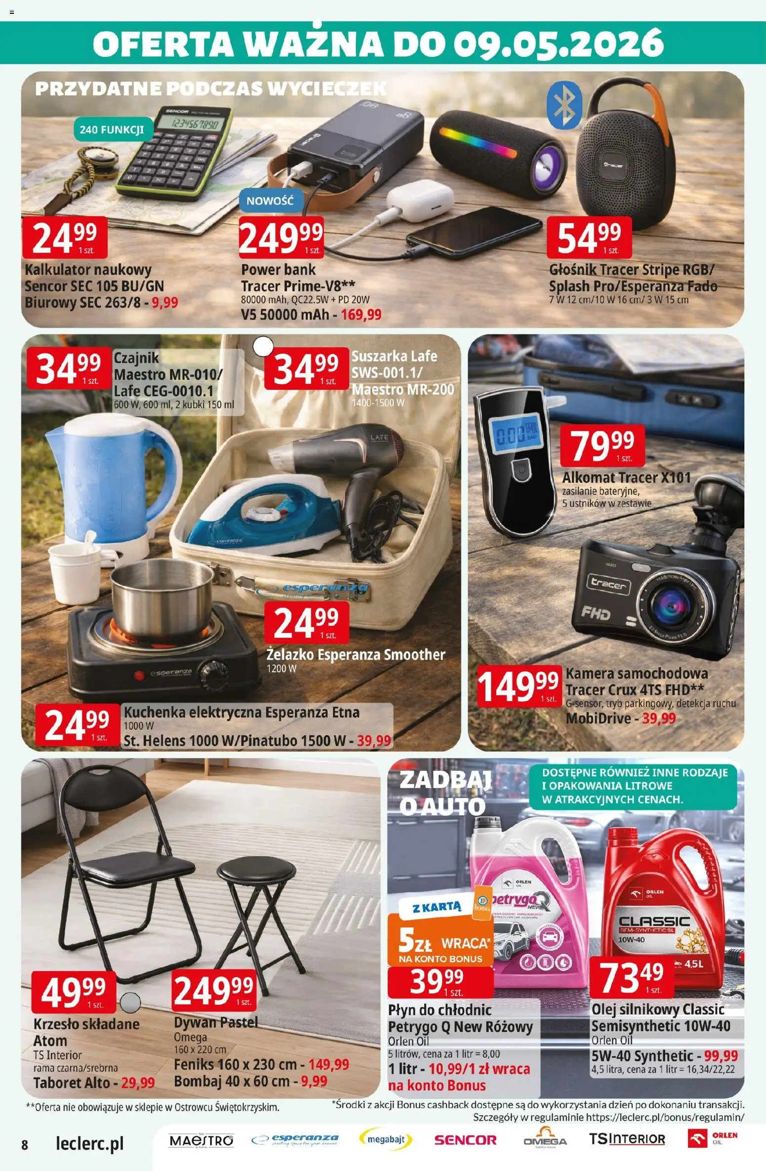 E.Leclerc gazetka - Zamość od 21.04.2026 | Strona: 8 | Produkty: Suszarka, Kuchenka, Czajnik, Olej