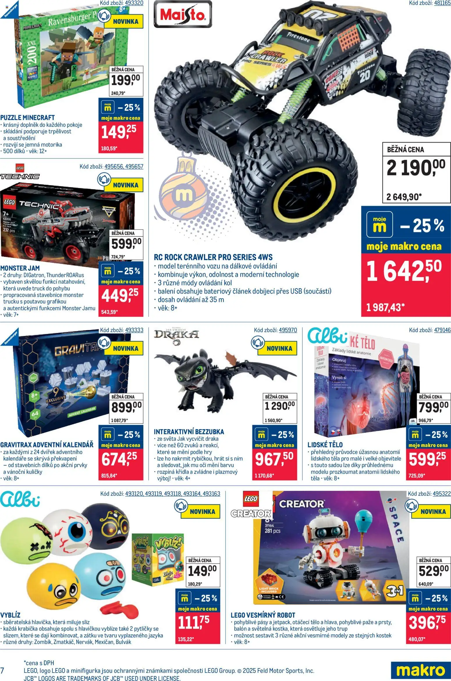Makro leták - Hračky od 05.11.2025 | Strana: 7 | Produkty: Adventní kalendář, USB, Lego Technic, Kuličky