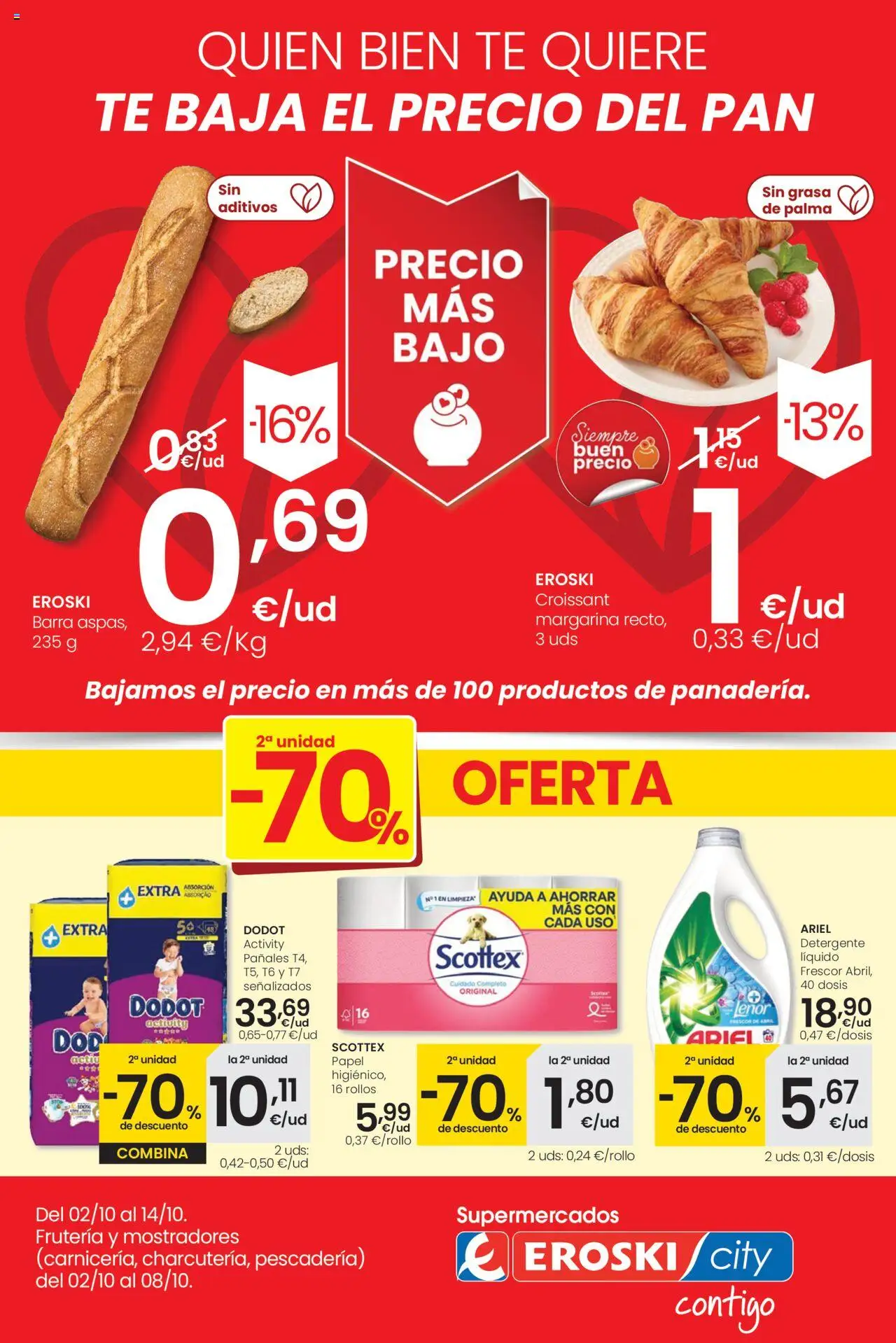Eroski - Precio más bajo City │ válido desde el 02.10.2025 | Página: 1 | Productos: Detergente, Pan, Té, Margarina