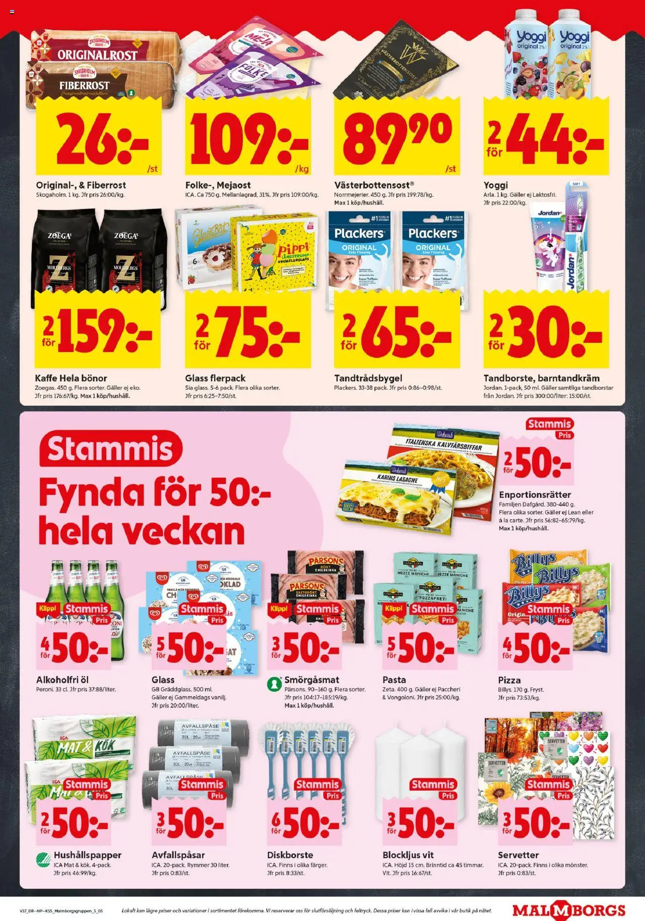 ICA Kvantum reklamblad aktuell från 08.09.2025 | Sida: 5 | Produkter: Avfallspåsar, Pasta, Glass, Servetter