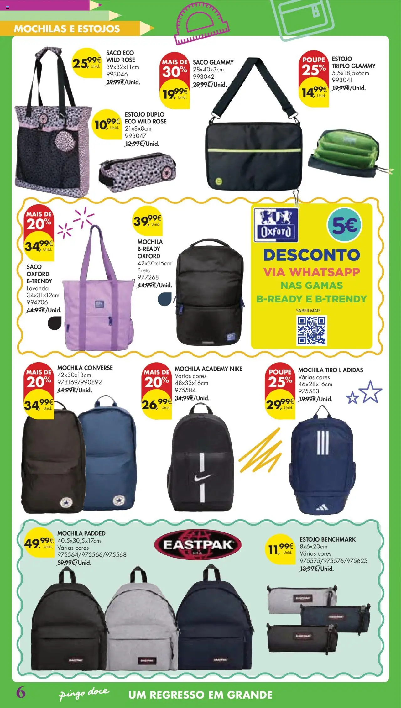 Pingo Doce Regresso às Aulas Hipers │ válido de 05.08.2025 | Página: 6 | Produtos: Mochila, Mochilas