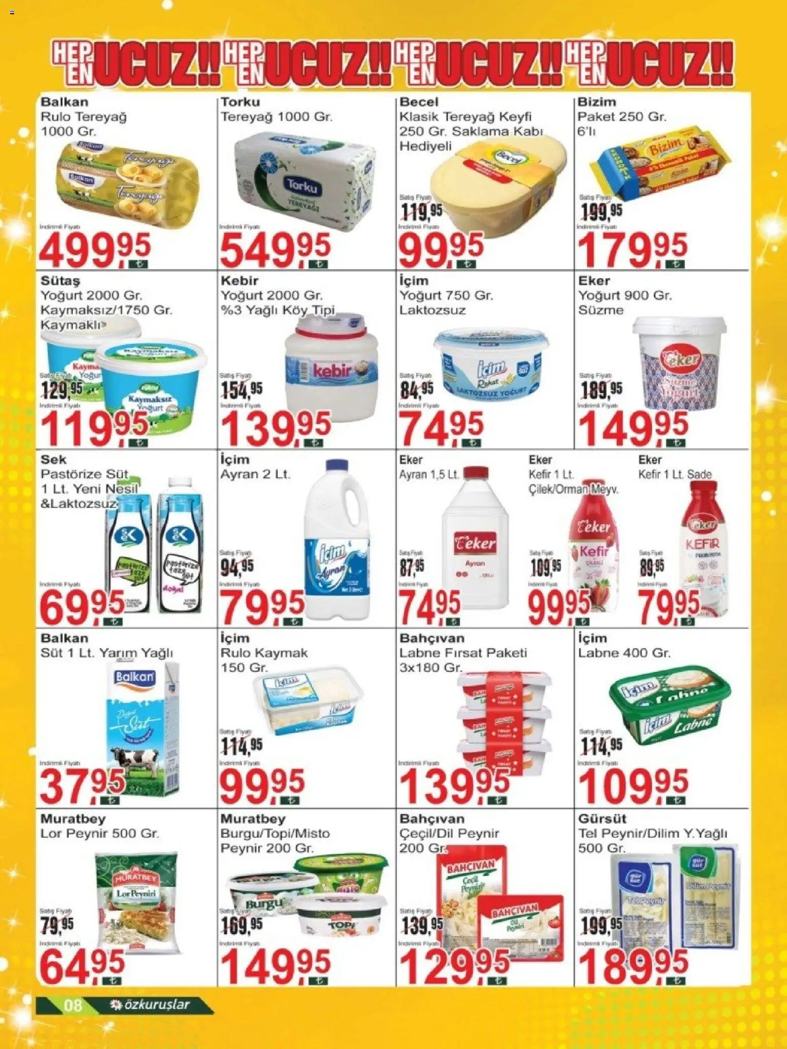 Özkuruşlar Katalog - 17.03.2026 tarihinden itibaren geçerlidir | Sayfa: 8 | Ürünler: Kefir, Süt, Peynir, Yoğurt