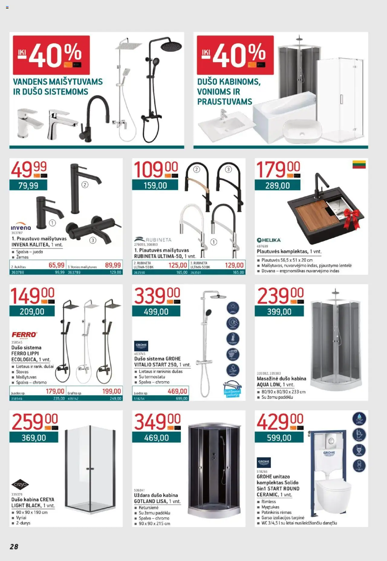 ERMITAŽAS akcijos nuo 01.10.2025 | Puslapis: 28 | Prekių: Maišytuvas, Wc, Dušas, Stovas