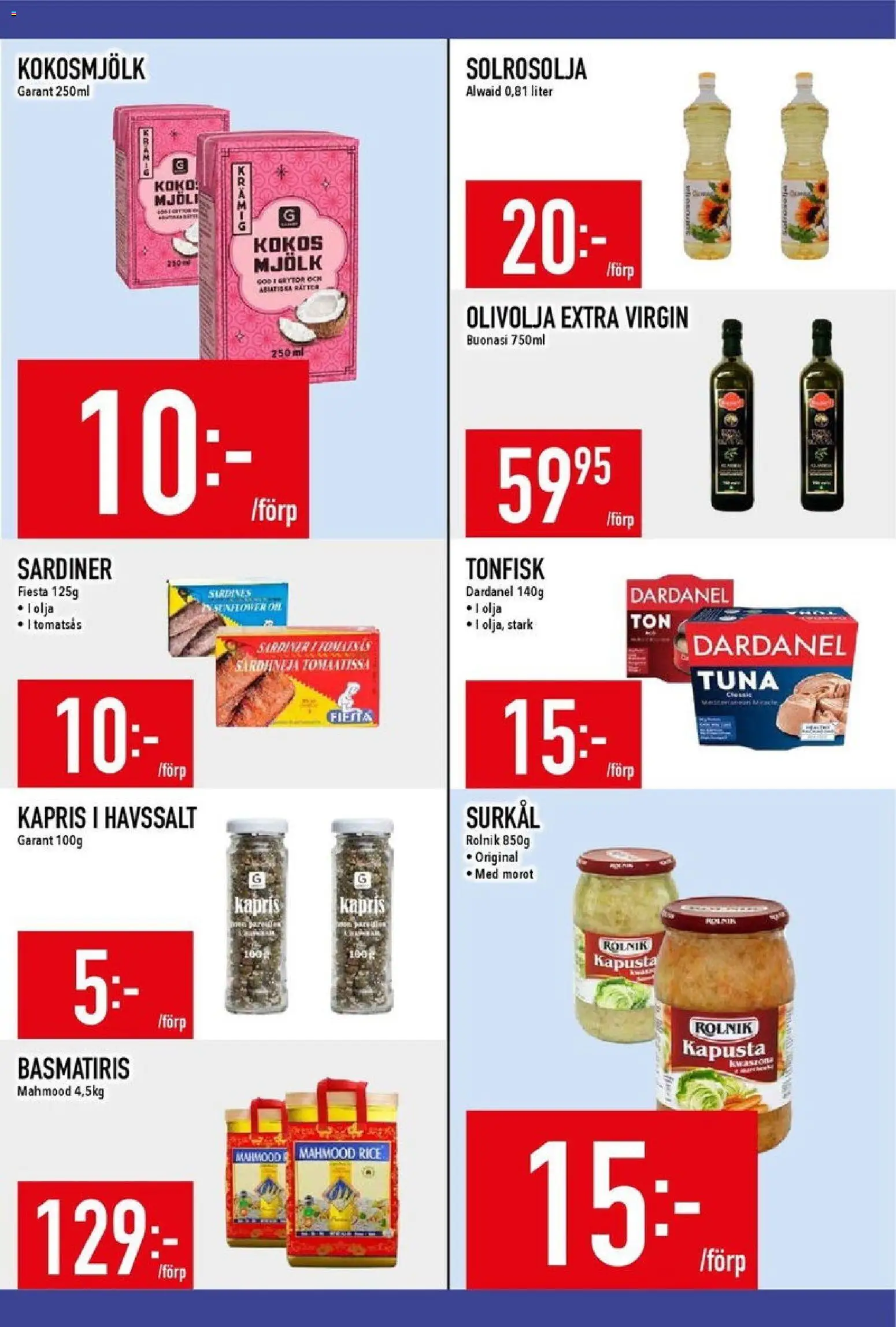 Matdax reklamblad aktuell från 17.11.2025 | Sida: 15 | Produkter: Kapris, Mjölk, Olja, Tomatsås