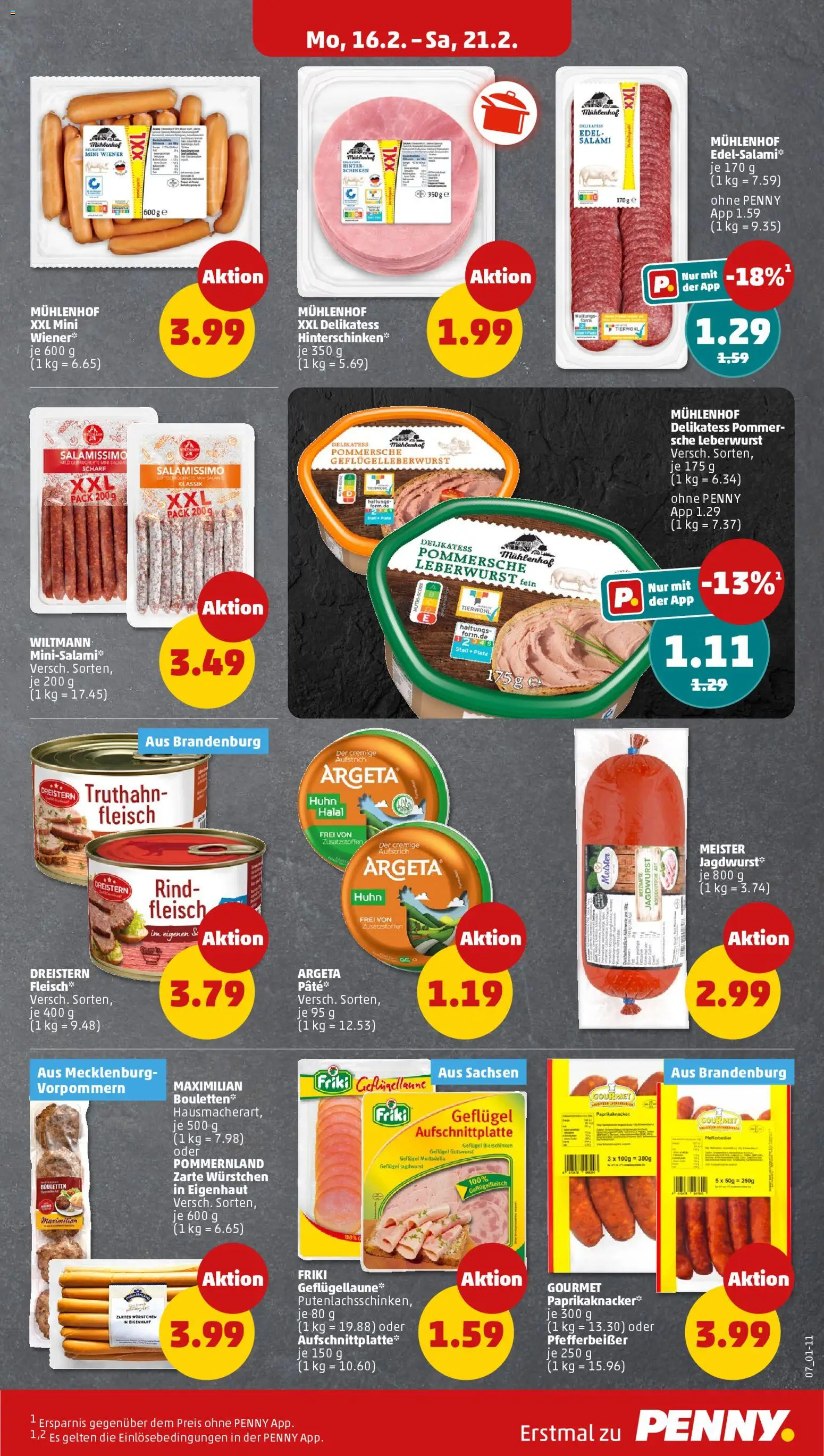 Penny Prospekt 	 – gültig ab 16.02.2026 | Seite: 9 | Produkte: Salami, Schinken, Fleisch