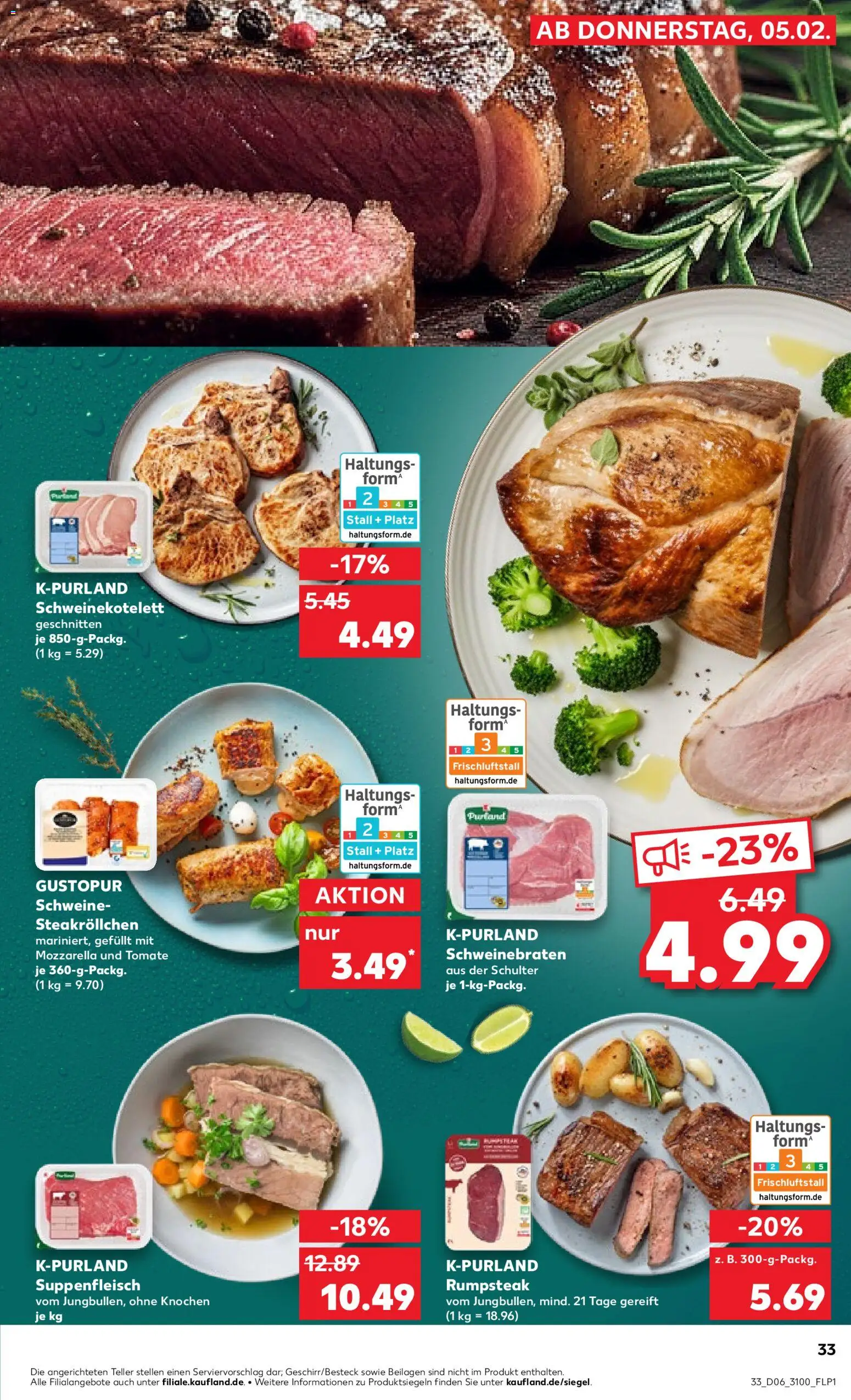 Kaufland prospekt Leipzig	 – gültig ab 08.02.2026 | Seite: 33 | Produkte: Rumpsteak, Mozzarella, Suppenfleisch, Steak