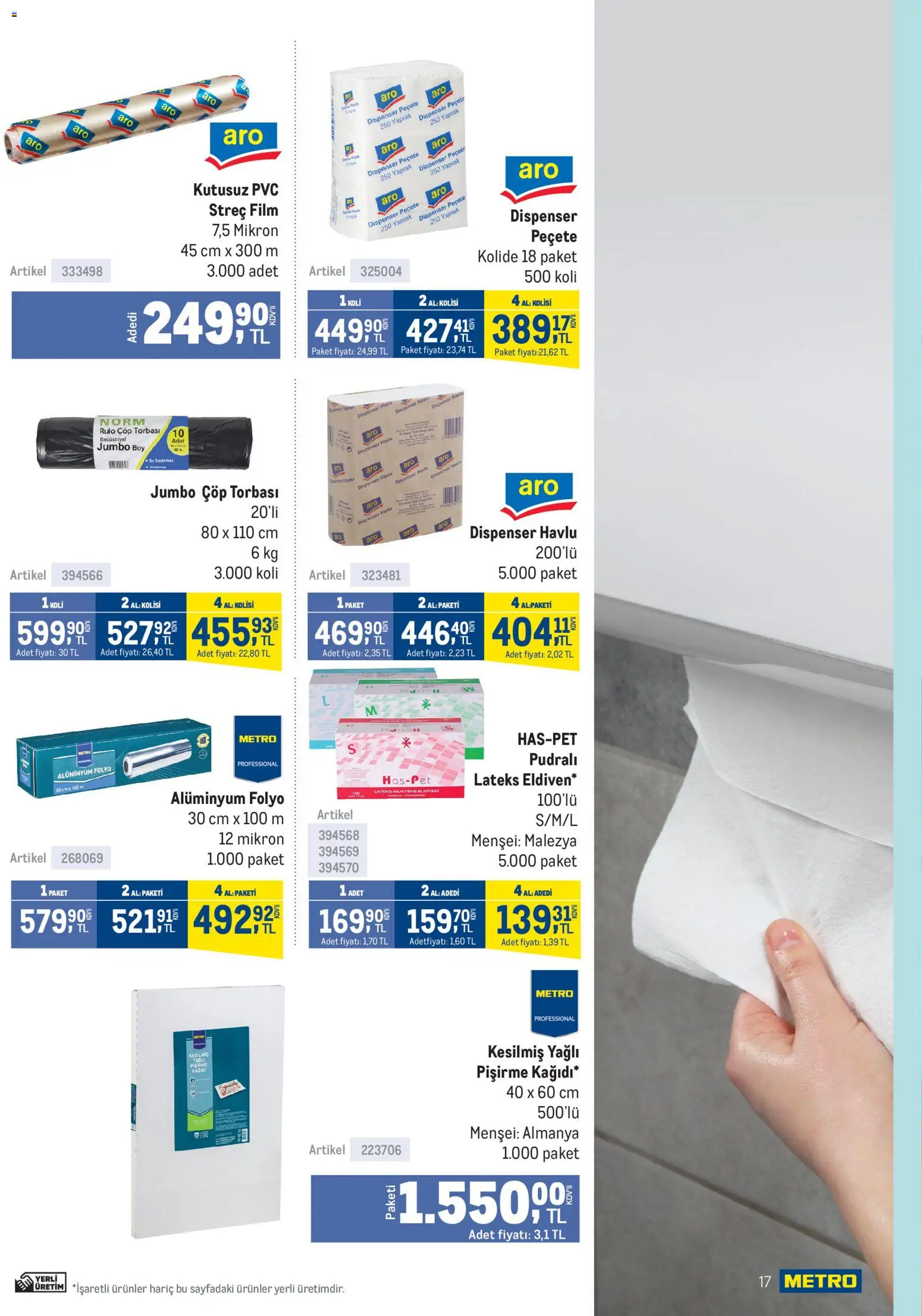 Metro - Lokantalar - 26.11.2025 tarihinden itibaren geçerlidir | Sayfa: 17 | Ürünler: Çöp torbası, Su