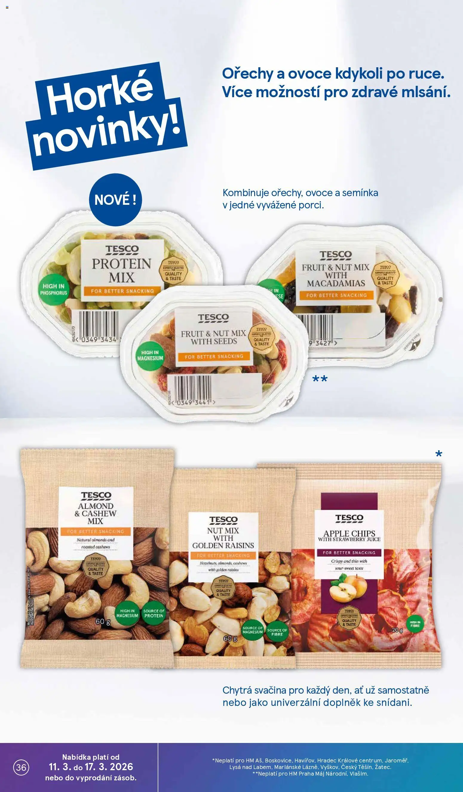Tesco leták - Hypermarket od 11.03.2026 | Strana: 36 | Produkty: Ovoce, Ořechy, Semínka, Protein