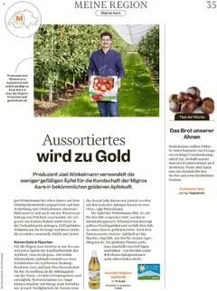 «Aus der Region»- Apfelsaft, Milder, bekömmliche Apfelsaft entsteht aus einer Kombination der Apfelsorten Boskoop, Braeburn, Gala und Jazz. – gültig ab 16.09.2025 | Seite: 35