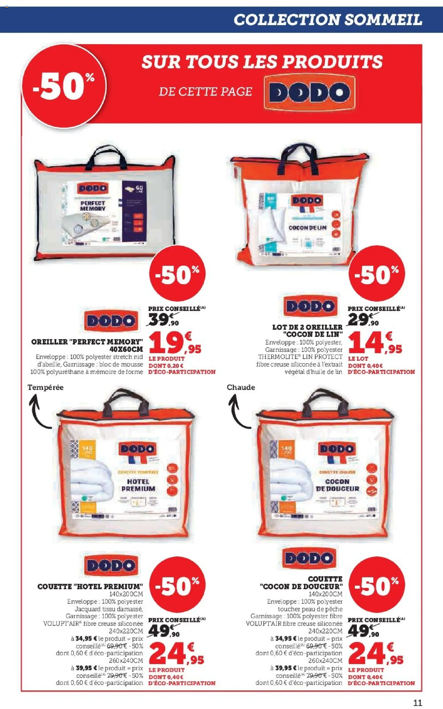 {H1} | Page: 11 | Produits: Pêche, Enveloppe, Mousse, Oreiller