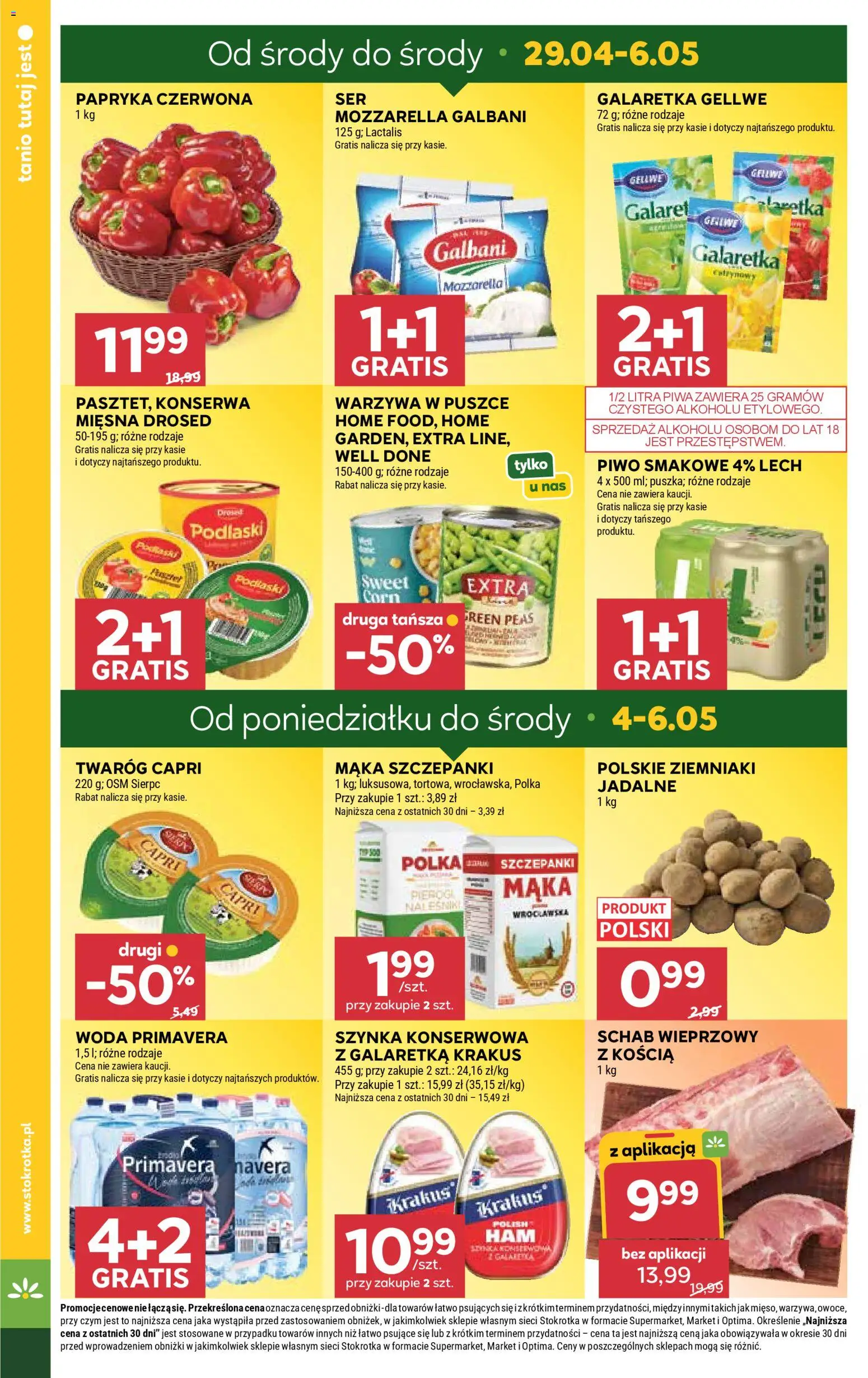 Stokrotka gazetka - Market od 29.04.2026 | Strona: 4 | Produkty: Papryka, Półka, Piwo, Ziemniaki