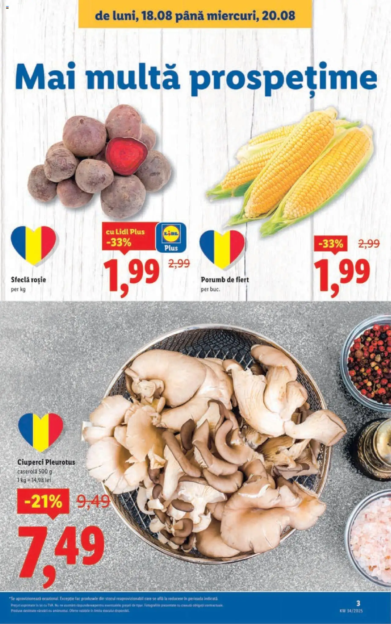 Catalog Lidl – valabil de la 18.08.2025 | Pagină: 3 | Produse: Ciuperci, Porumb, Sfeclă