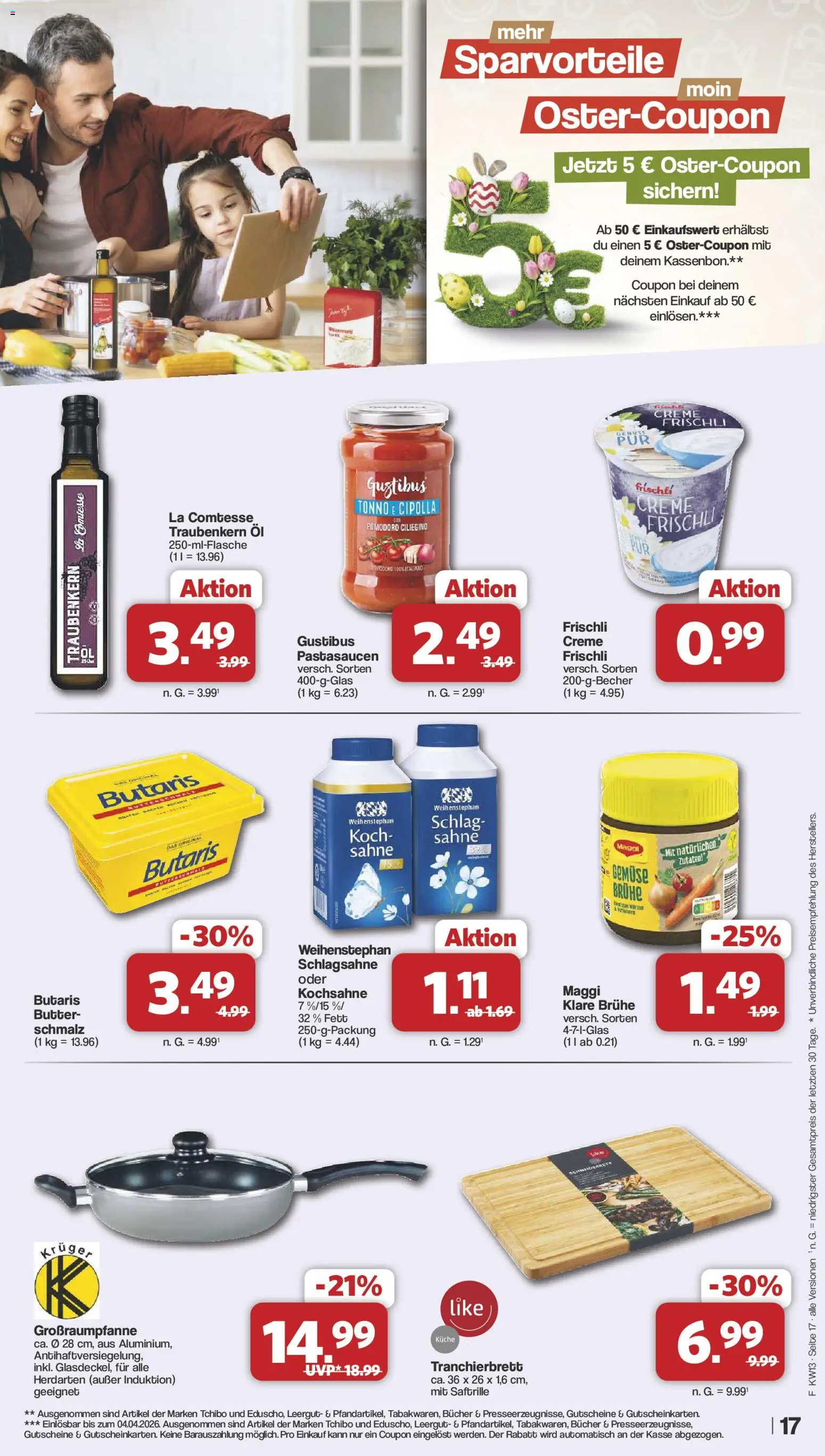 Famila Nordwest Prospekt 	 – gültig ab 23.03.2026 | Seite: 17 | Produkte: Schlagsahne, Butter, Creme, Sahne