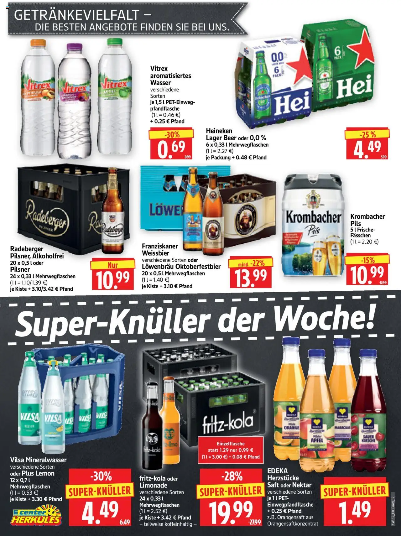 HERKULES Prospekt - gültig ab dem 04.08.2025 | Seite: 12 | Produkte: Pils, Limonade, Orangensaft, Mineralwasser