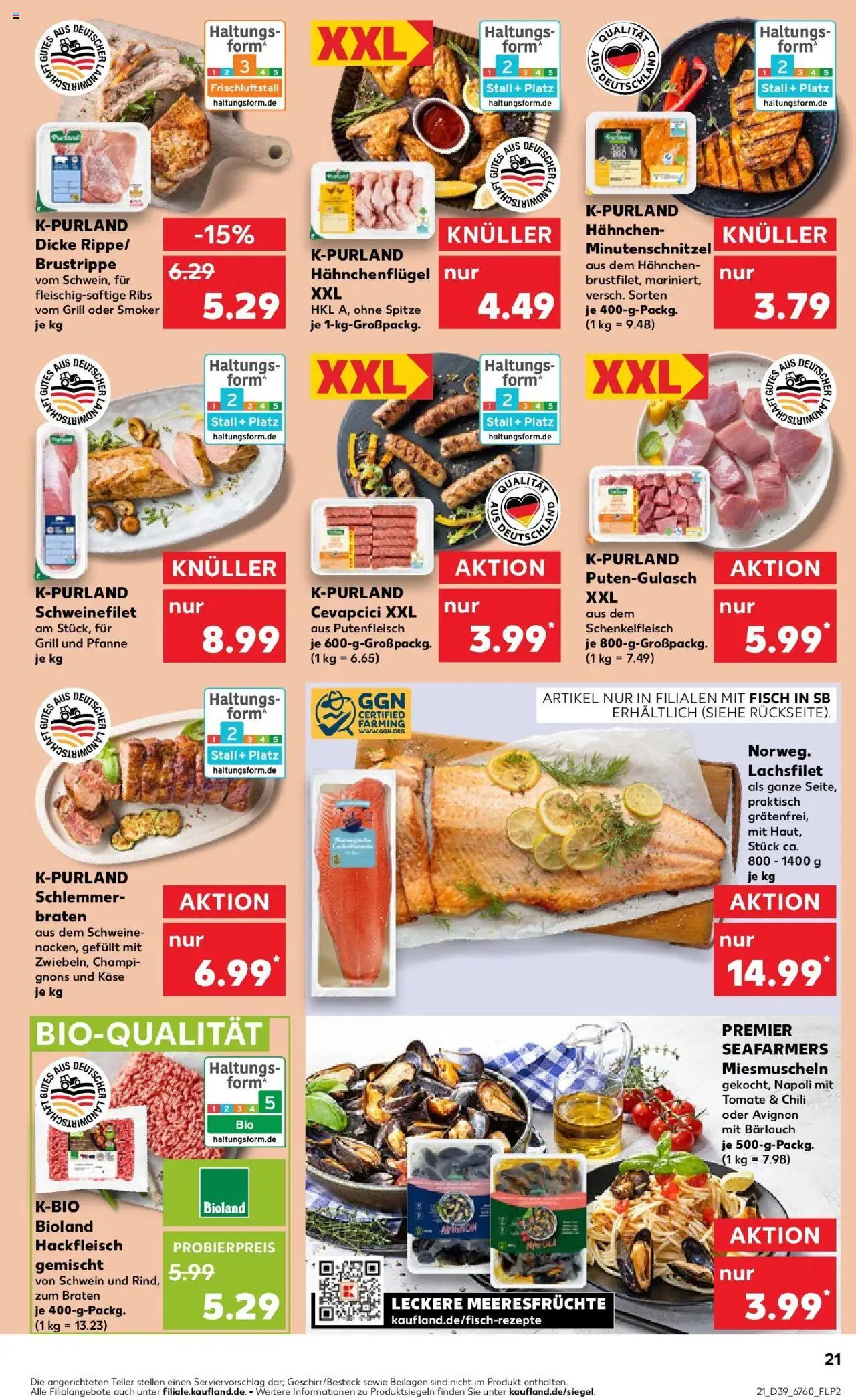 Kaufland prospekt Lichtenfels	 – gültig ab 25.09.2025 | Seite: 21 | Produkte: Hahnchen, Champignons, Meeresfrüchte, Chili