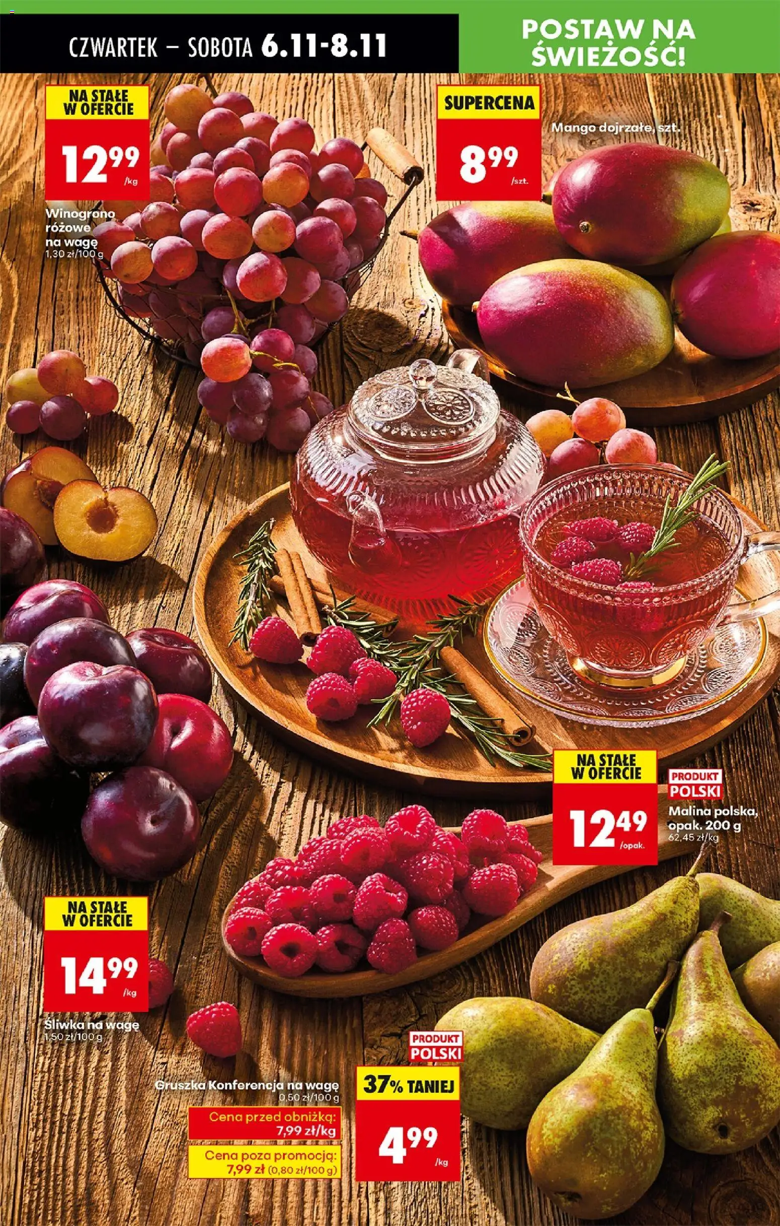Biedronka gazetka - Oferta w tym tygodniu od 06.11.2025 | Strona: 17 | Produkty: Mango, Gruszka, Malina, Winogrono