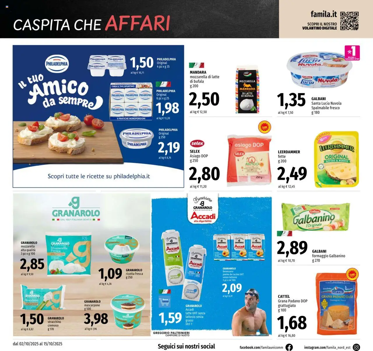 Volantino Famila del 02.10.2025 | Pagina: 6 | Prodotti: Panna, Mozzarella, Latte, Menta