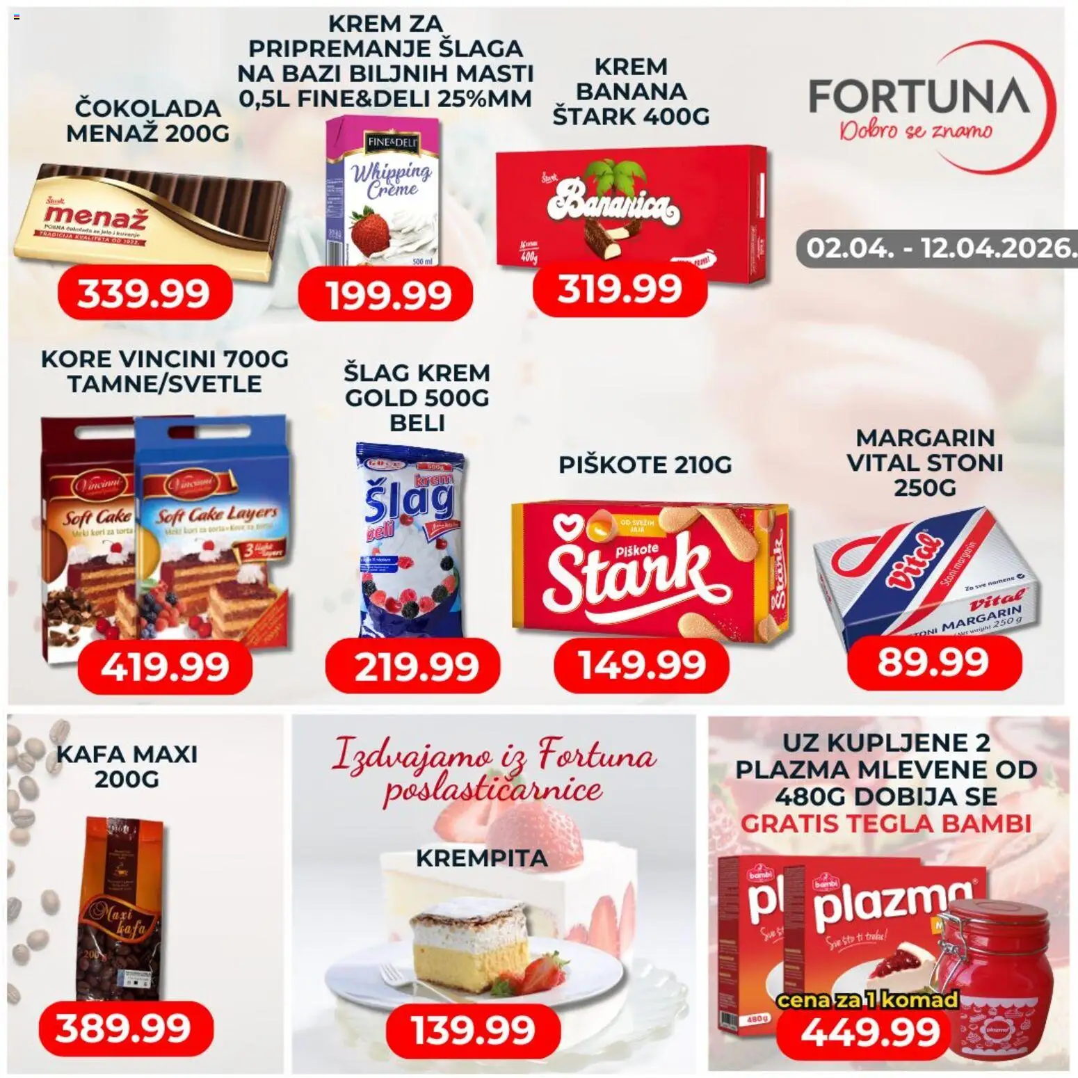 Fortuna Market katalog - važi od 02.04.2026 | Strana: 5 | Proizvode: Margarin, Šlag krem, Kafa, Čokolada