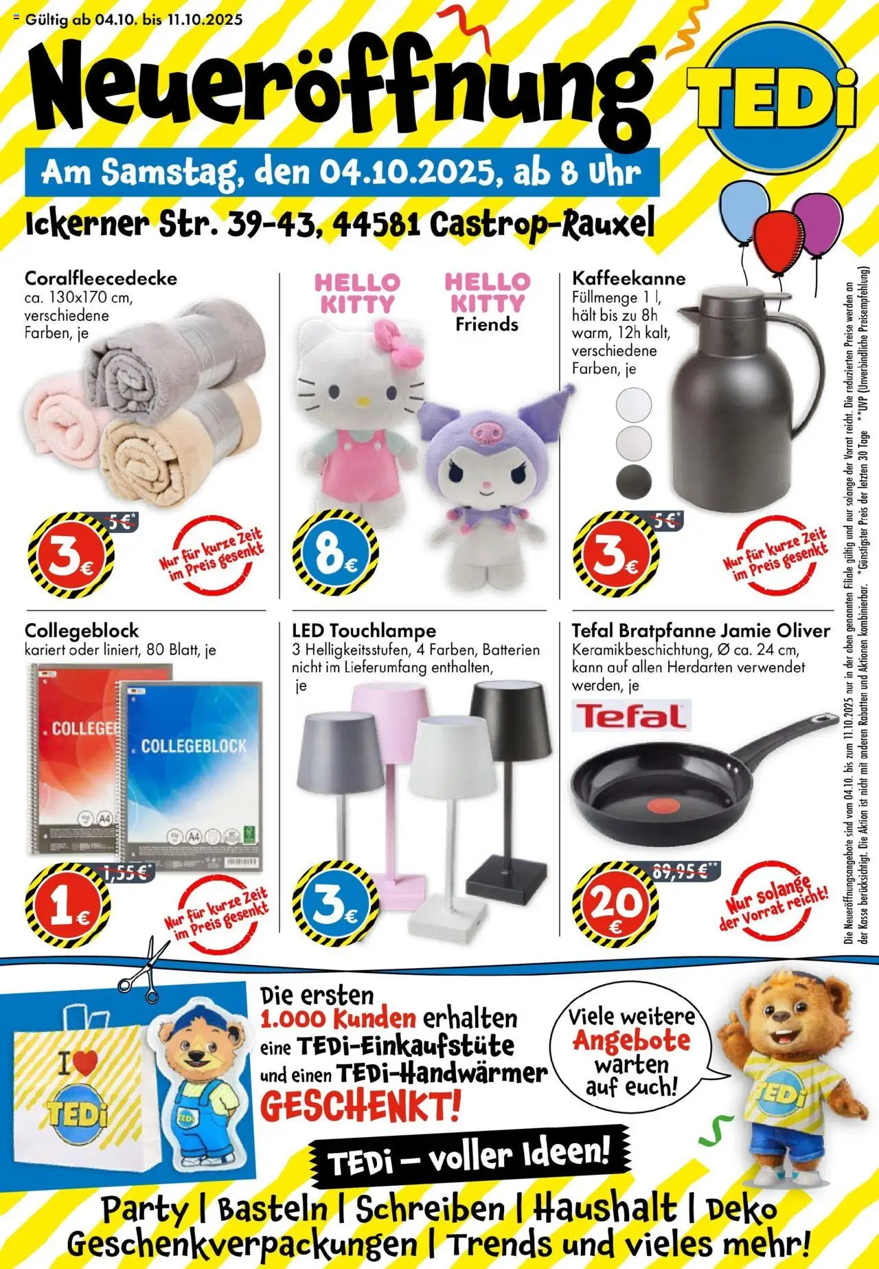 TEDi - TEDi Neueröffnung in Castrop-Rauxel – gültig ab 29.09.2025 | Seite: 1 | Produkte: Batterien, Uhr
