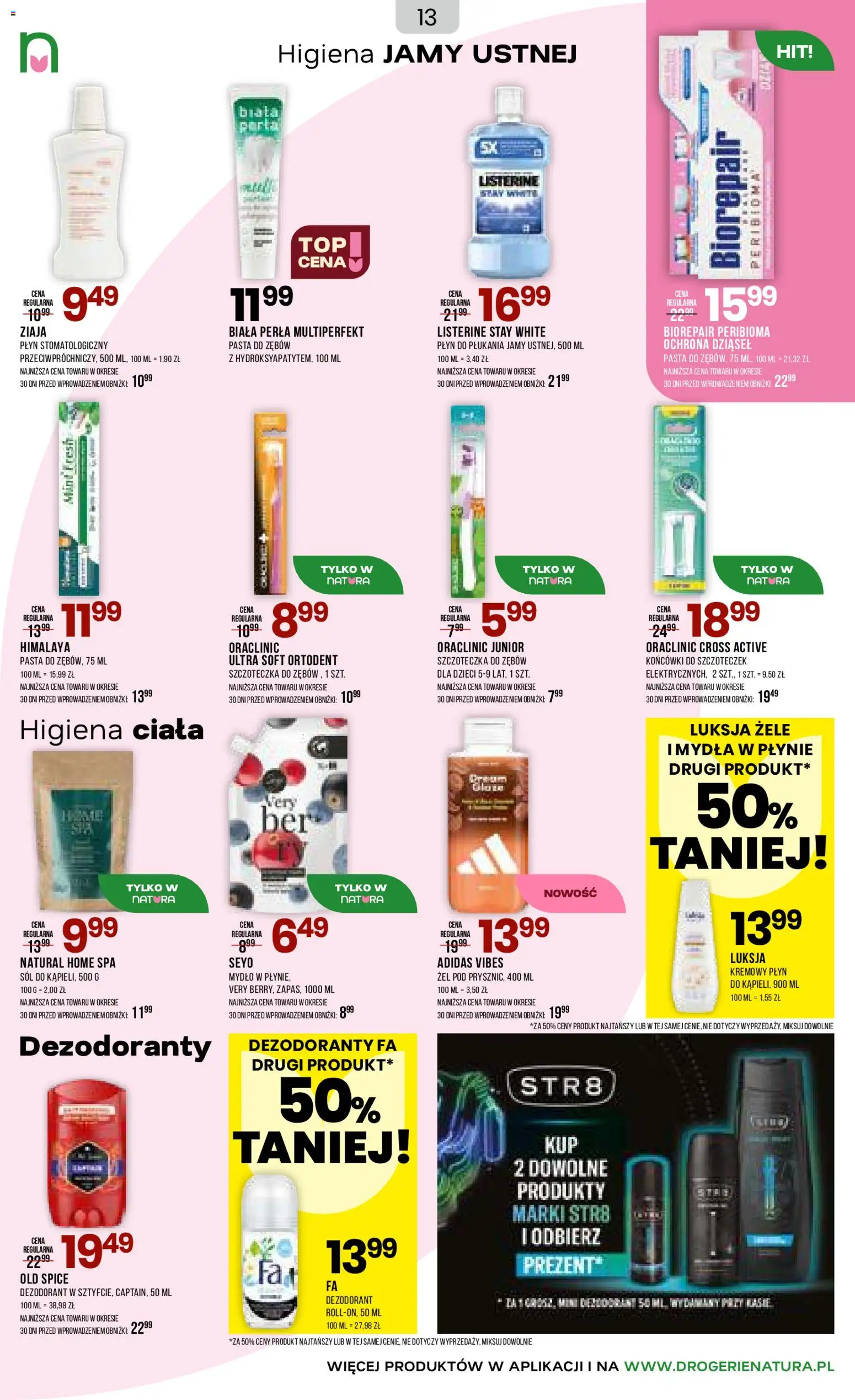 Drogerie Natura gazetka od 18.03.2026 | Strona: 13 | Produkty: Mydło, Dezodorant, Pasta do zębów, Old spice