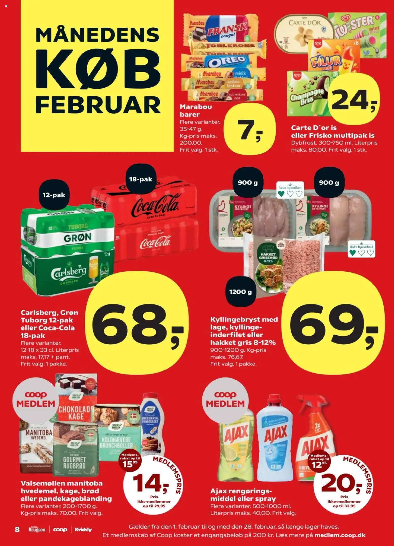 Super Brugsen tilbudsavis – gyldig fra 06.02.2026 | Side: 9 | Produkter: Chokolade, Coca Cola, Hvedemel, Rugbrød