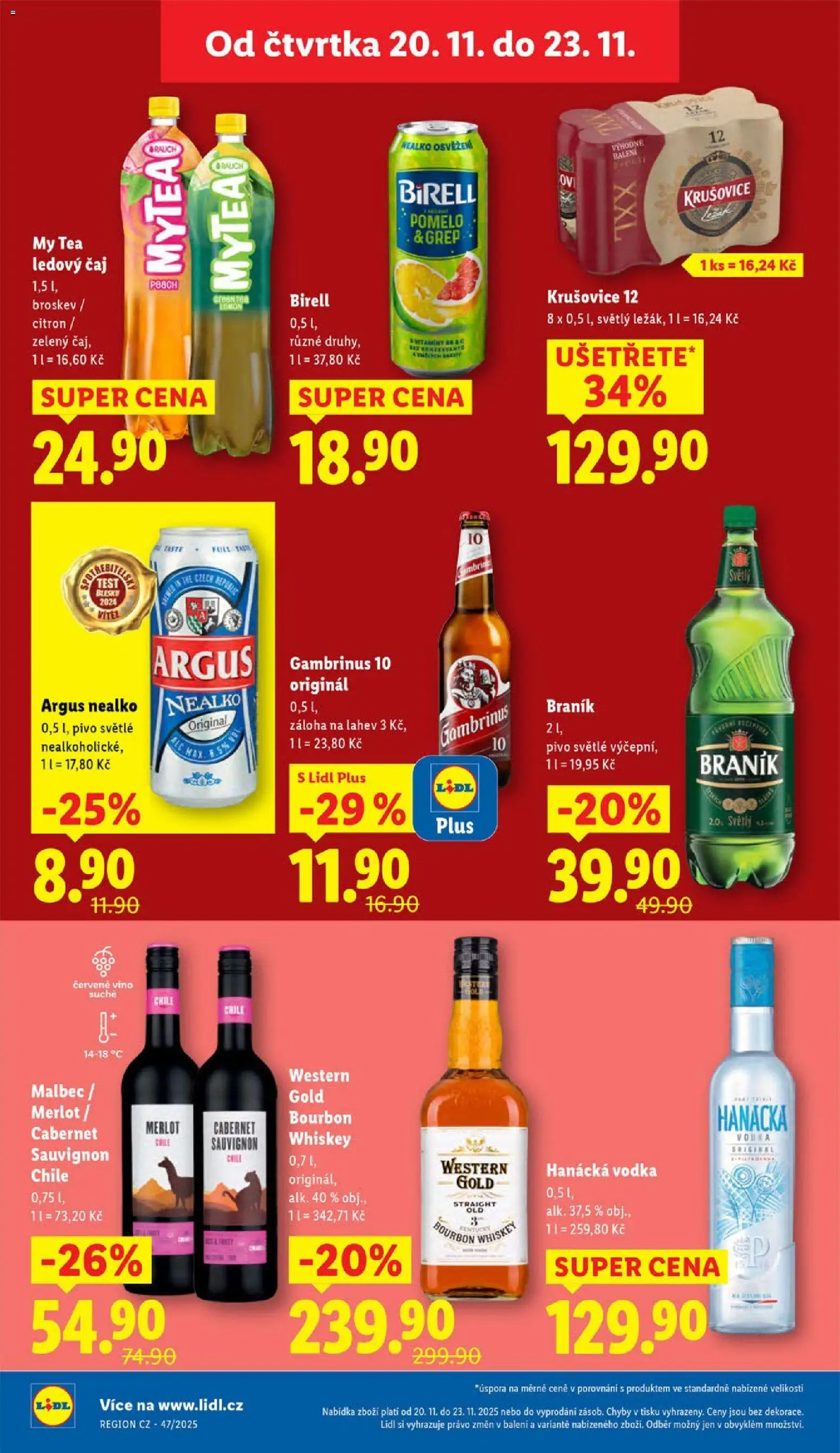 Lidl Black Friday od 20.11.2025 | Strana: 20 | Produkty: Víno, Zelený čaj, Vodka, Krušovice 12