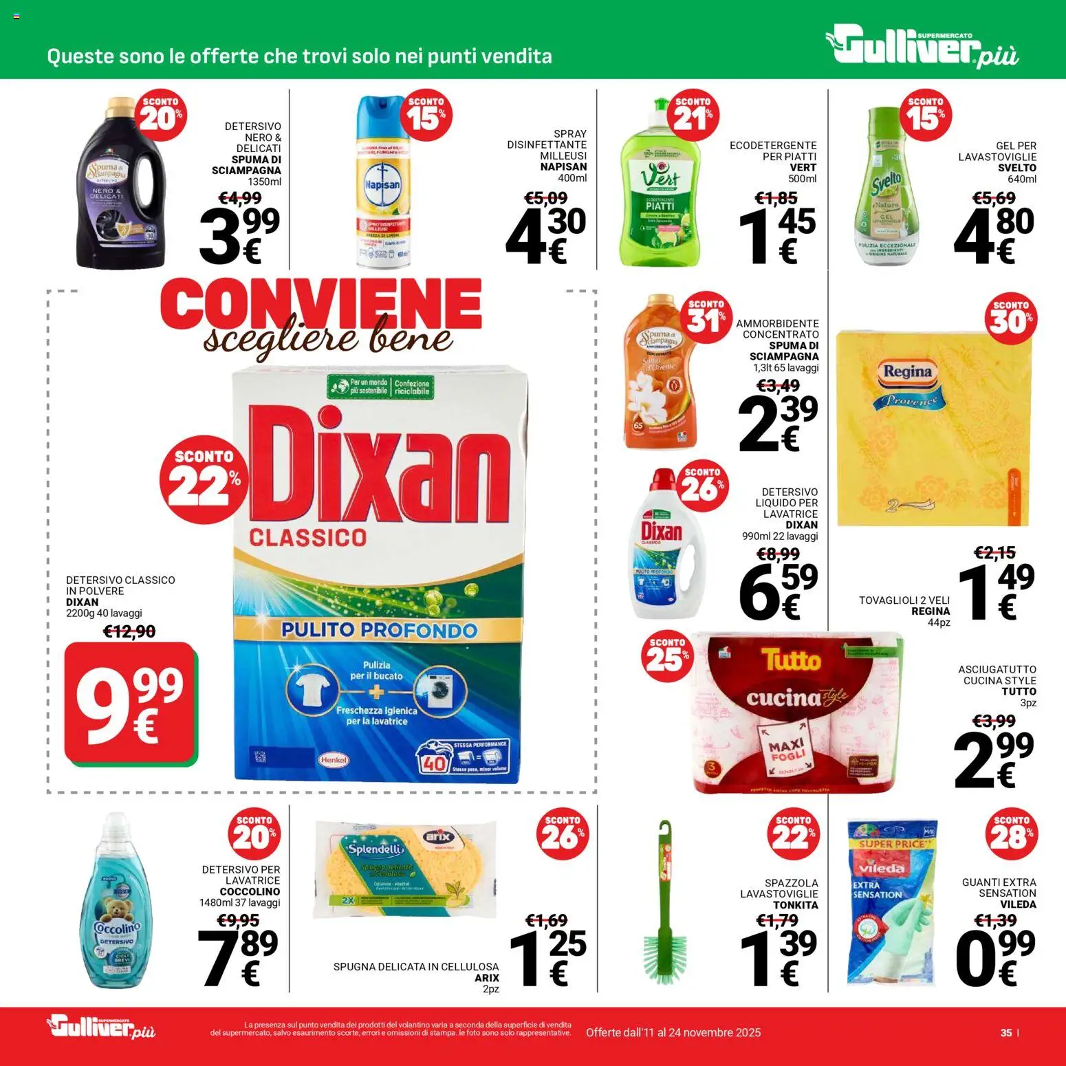 Volantino Gulliver del 11.11.2025 | Pagina: 35 | Prodotti: Spazzola, Ammorbidente, Guanti, Asciugatutto