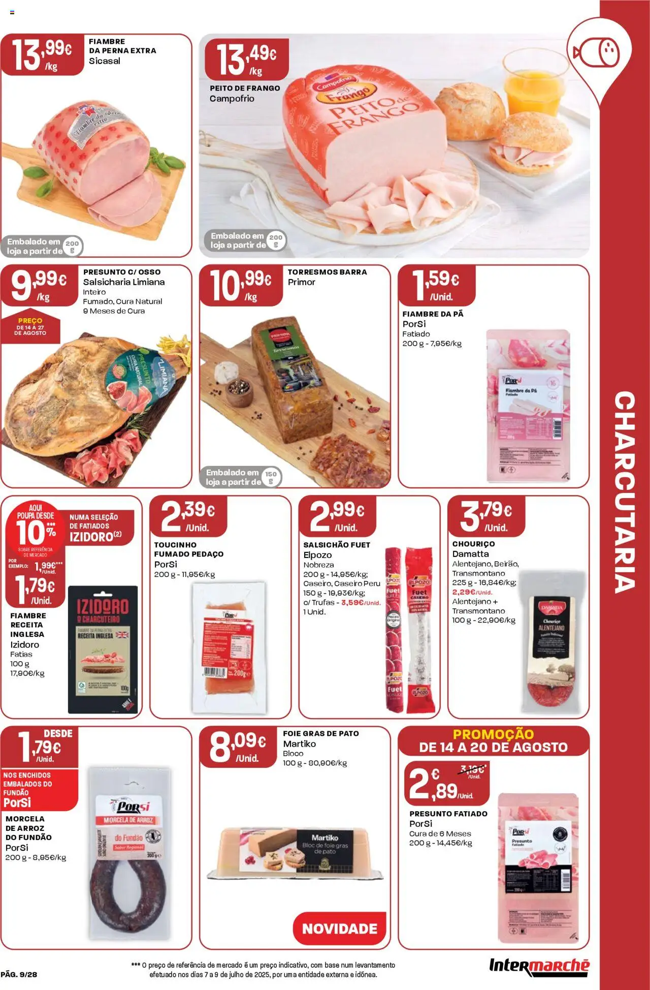 Intermarché folheto │ válido de 14.08.2025 | Página: 9 | Produtos: Frango, Base, Chouriço, Arroz