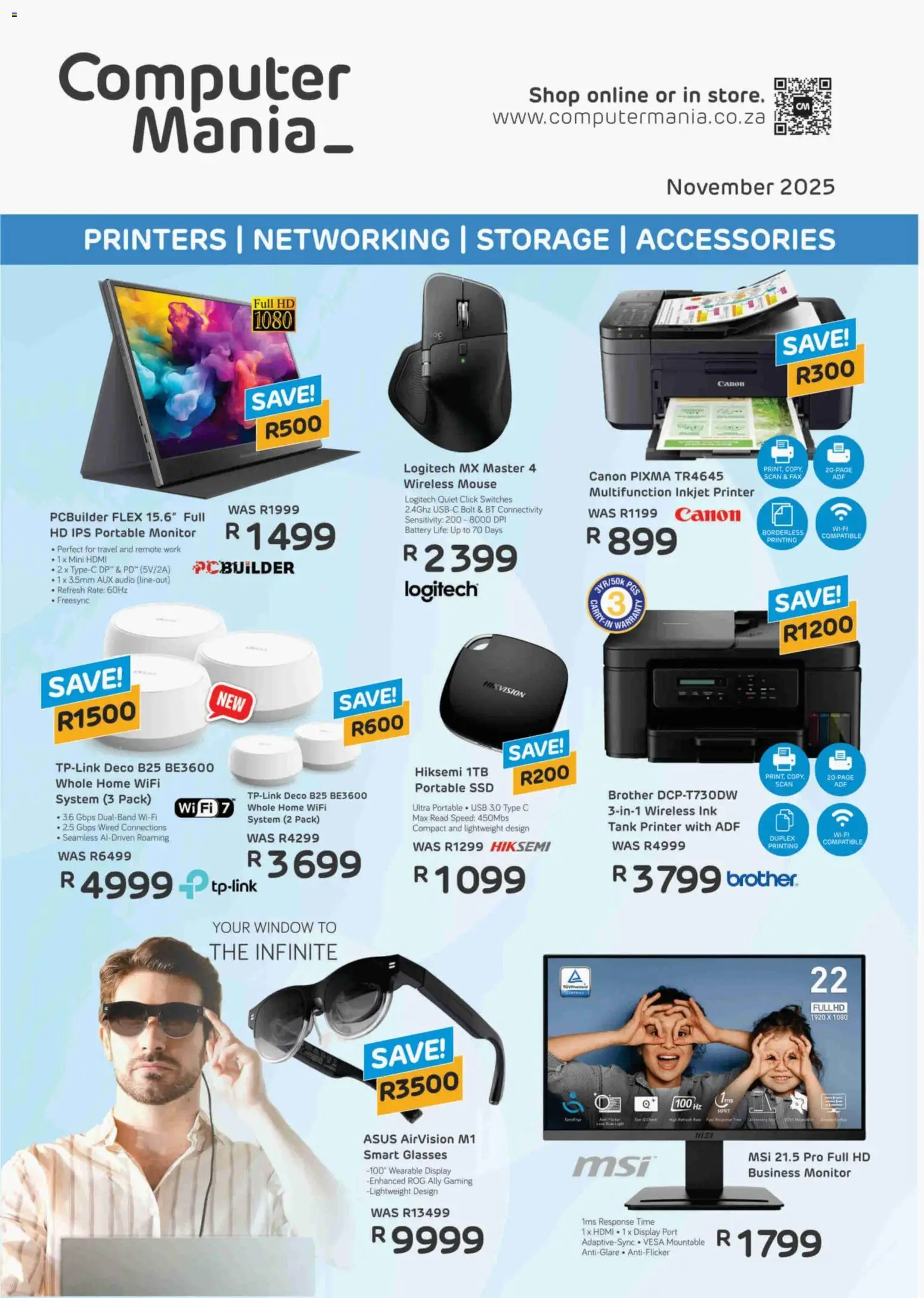 New Computer Mania catalogue – valid from 01.11.2025 | Page: 1 | Products: Monitor, Computer, Tank, Remote