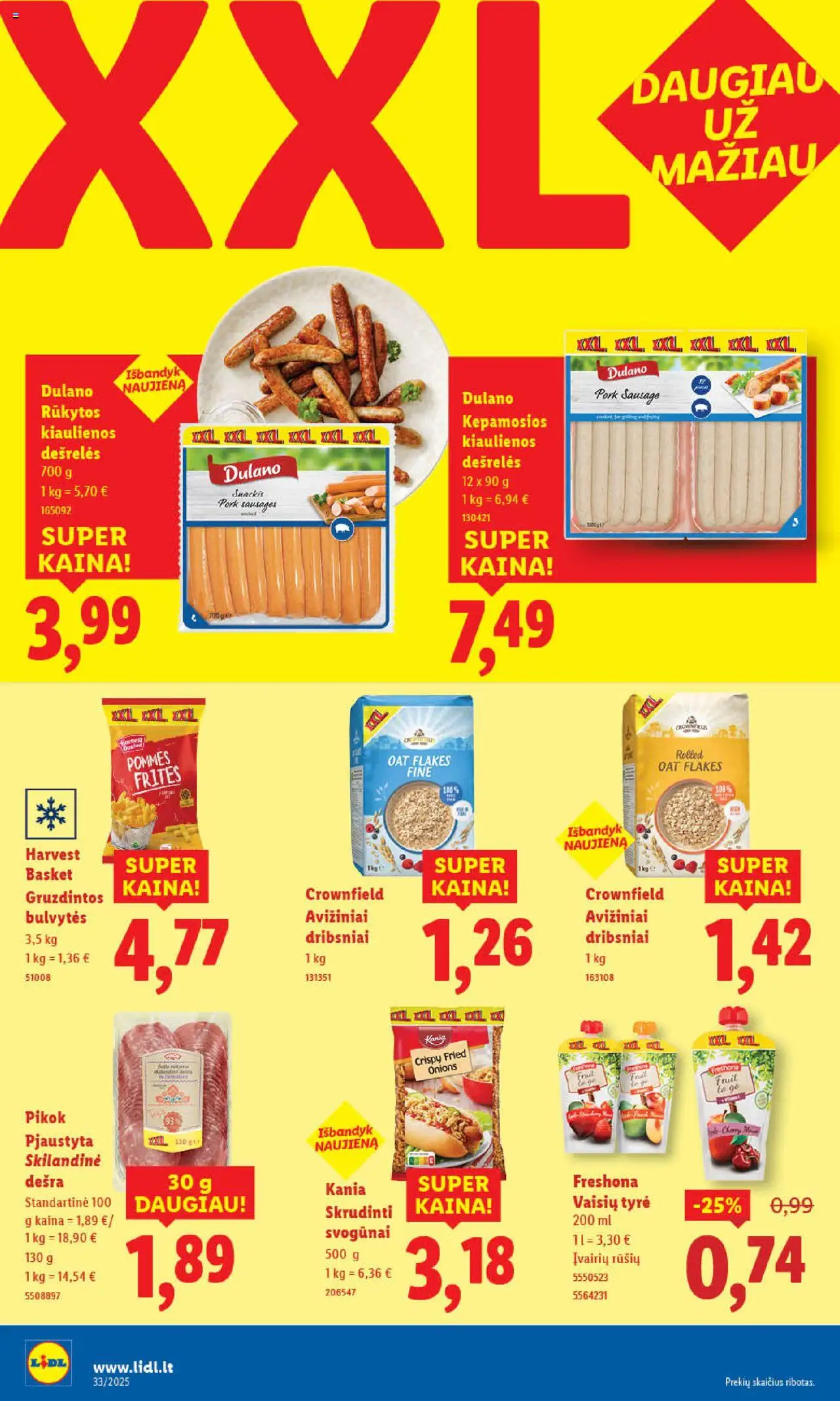 LIDL - Leidinys│galioja nuo 11.08.2025 | Puslapis: 16 | Prekių: Tyrė, Kiaulienos, Dešra, Dribsniai