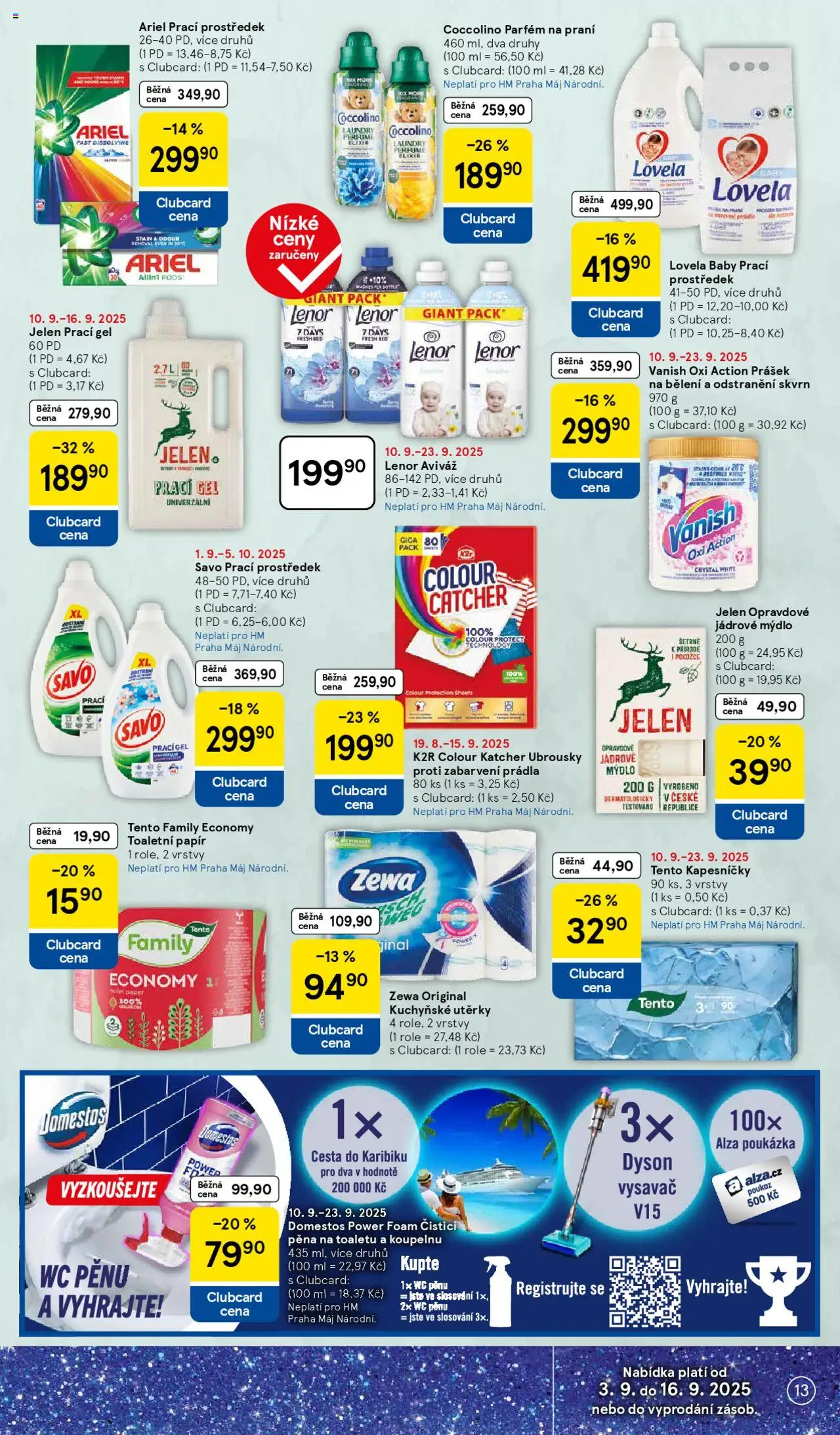 Tesco leták - Hypermarket od 10.09.2025 | Strana: 13 | Produkty: Toaletní papír, Domestos, Parfém, Vanish