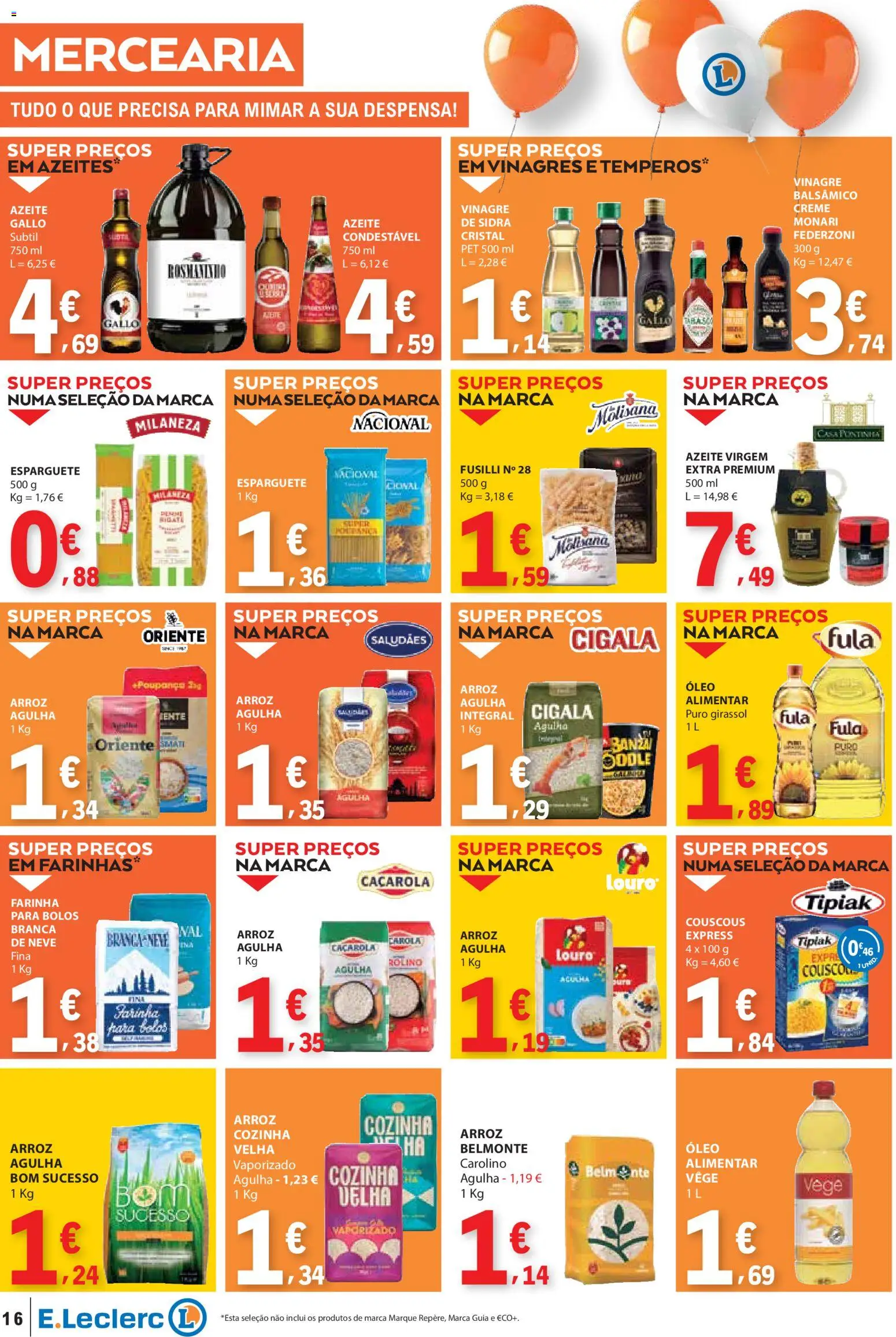 E.Leclerc folheto Aniversário Caldas da Rainha │ válido de 30.10.2025 | Página: 16 | Produtos: Vinagre, Azeite, Óleo, Arroz