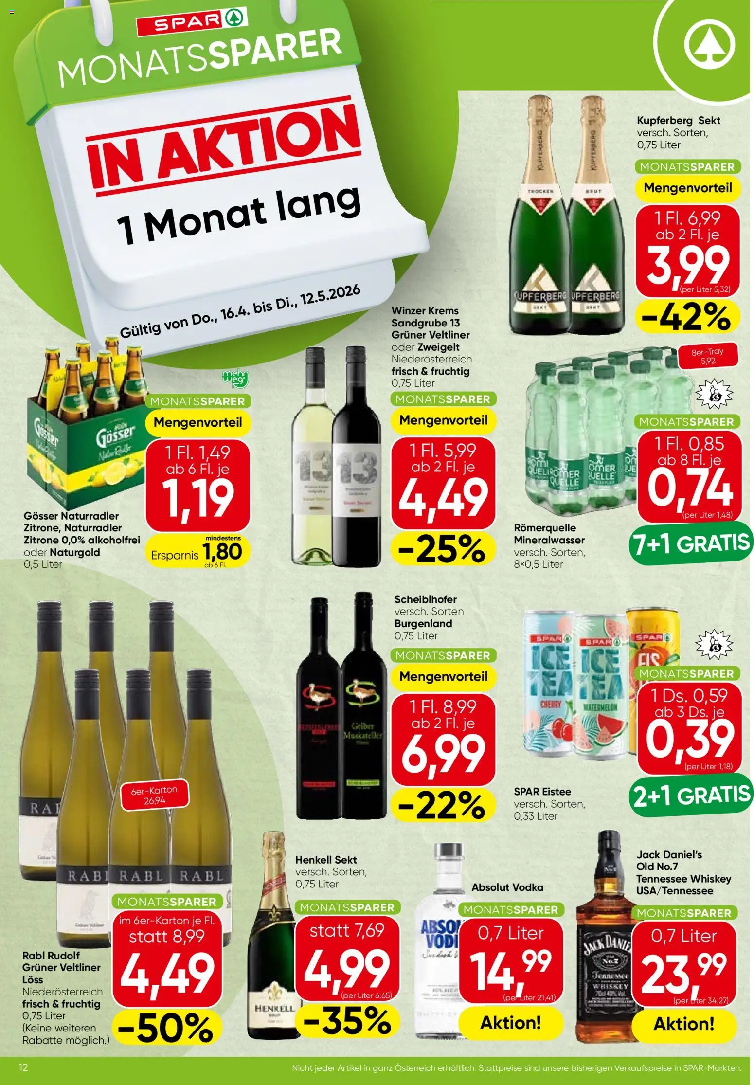 Spar Flugblatt - Steiermark gültig ab 16.04.2026 | Seite: 12 | Produkte: Whiskey, Zitrone