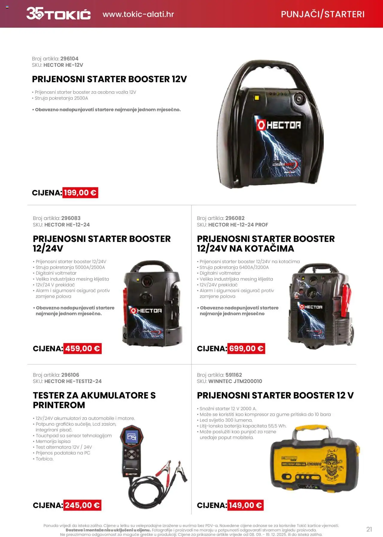 Tokić katalog | vrijedi od 08.09.2025 | Stranica: 21 | Proizvodi: Baterija, Kompresor, Kliješta, PC