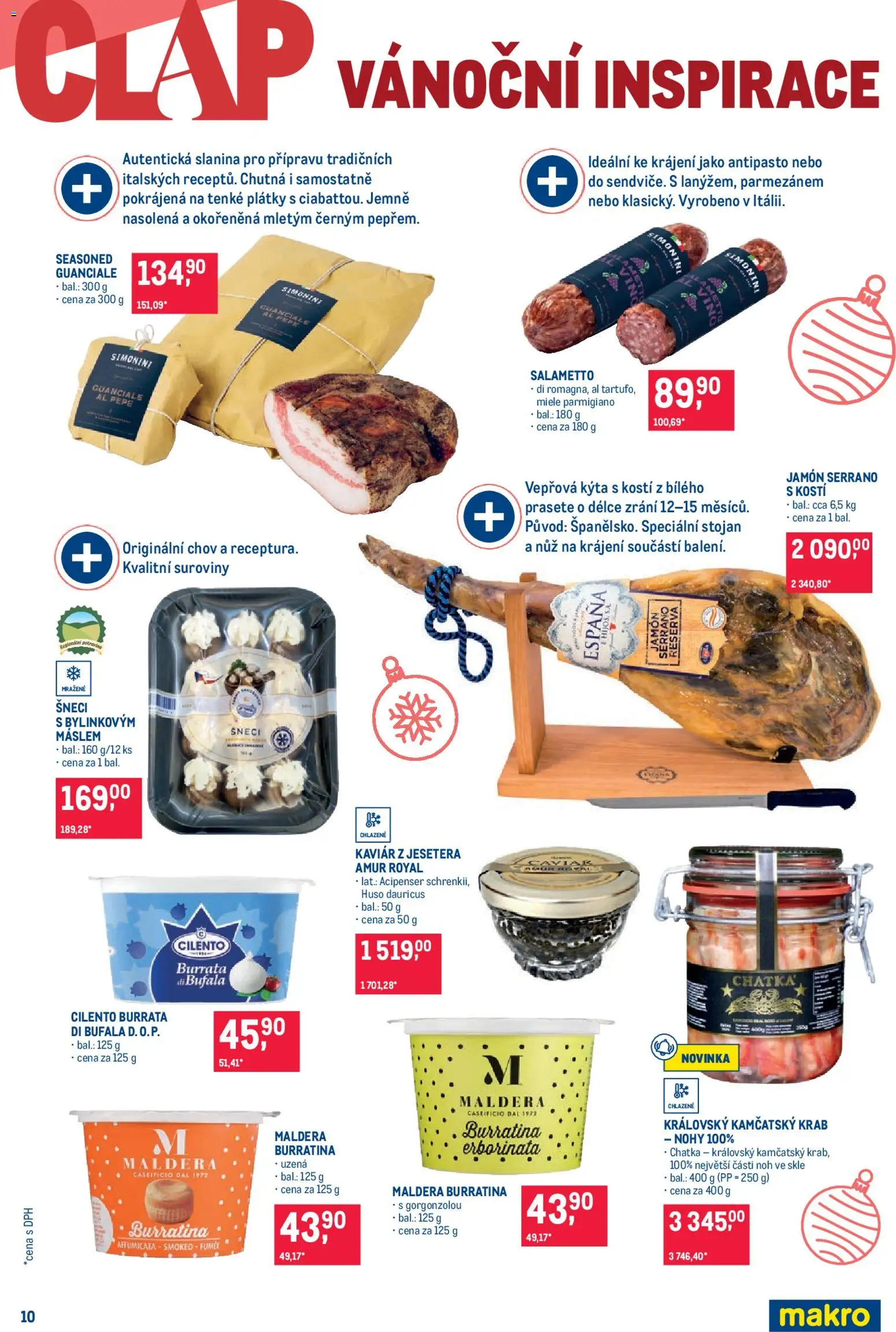 Makro leták - Pro milovníky jídla od 03.12.2025 | Strana: 10 | Produkty: Kaviár, Jamon, Vepřová Kýta, Kýta