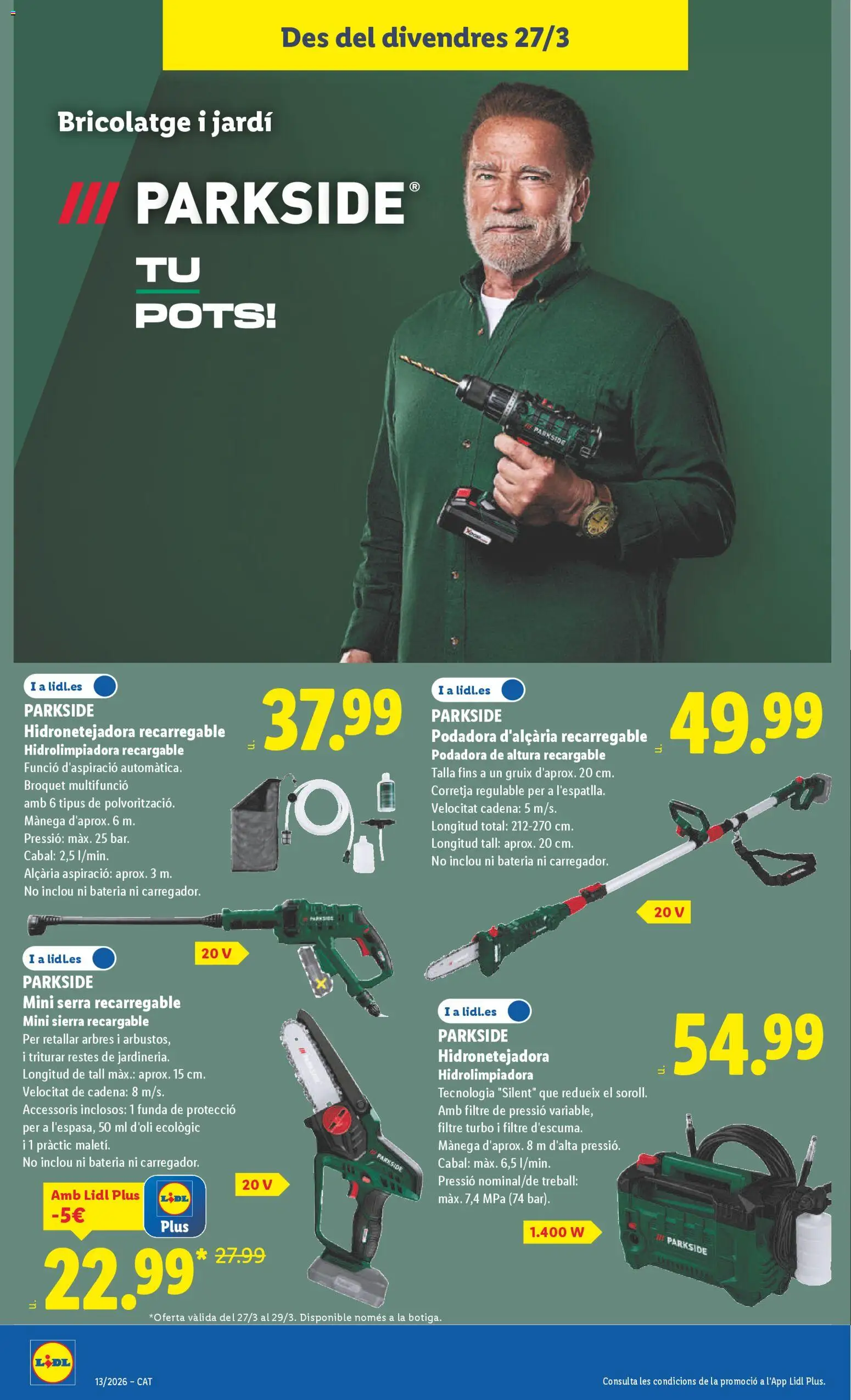 Lidl folleto de bazar │ válido desde el 16.03.2026 | Página: 14 | Productos: Hidrolimpiadora, Funda, Batería