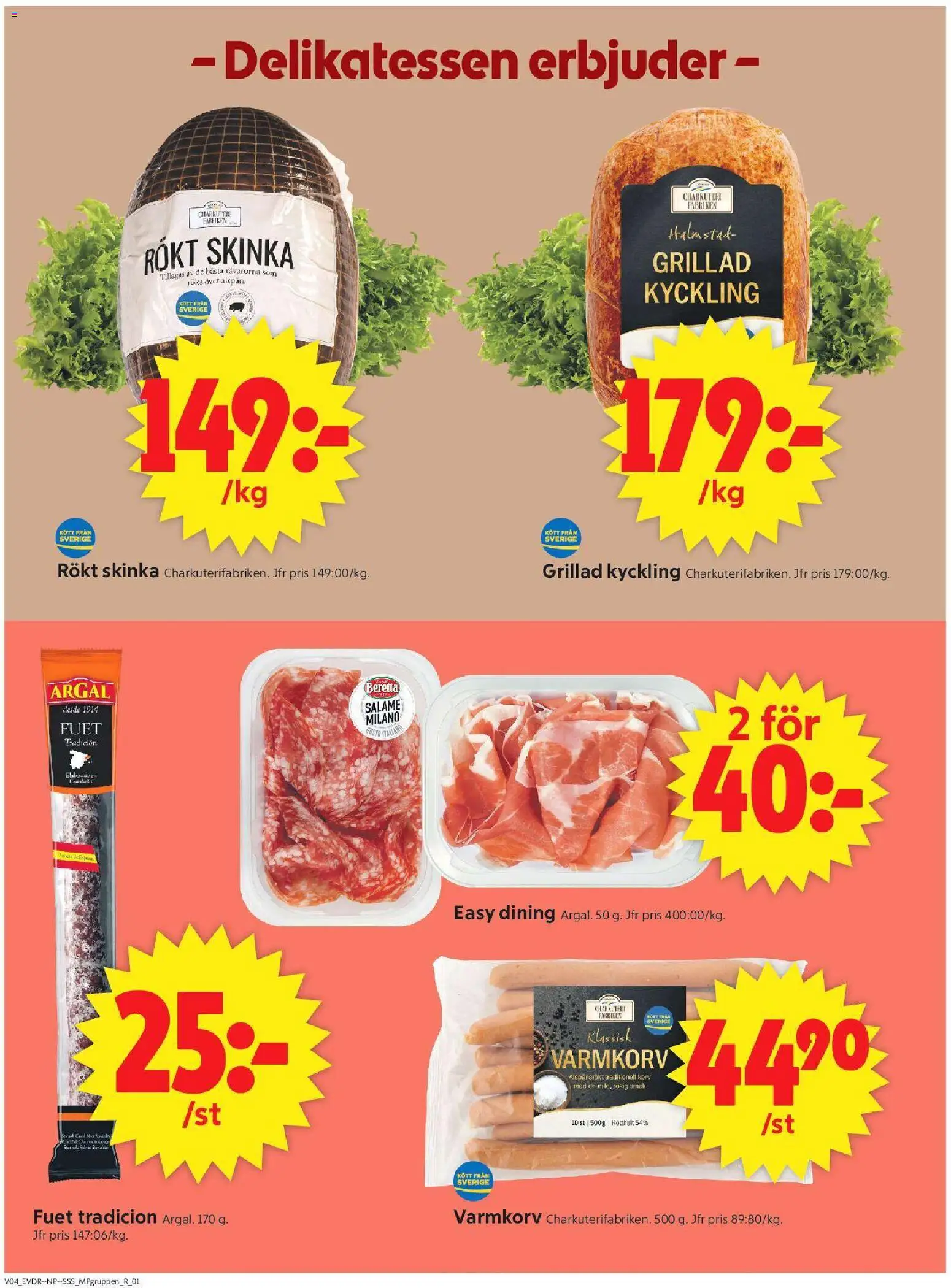 ICA Supermarket reklamblad aktuell från 19.01.2026 | Sida: 14 | Produkter: Varmkorv, Skinka