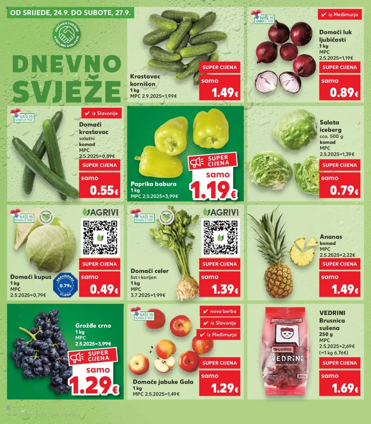 Kaufland HR akciós ujság - amely érvényes a következő dátumtól: 24.09.2025 | Oldal: 8 | Termékek: Saláta