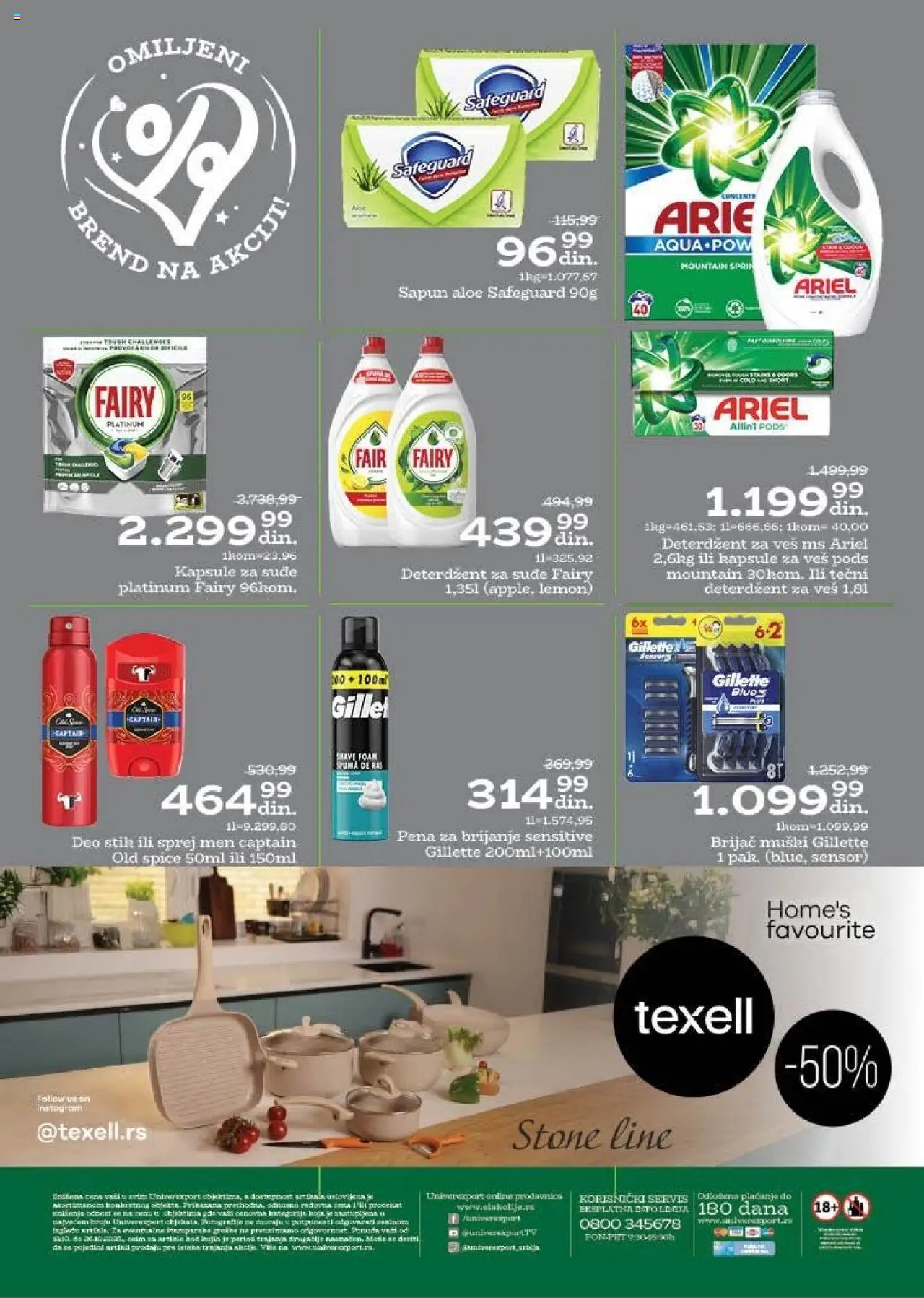 Univerexport katalog - važi od 13.10.2025 | Strana: 32 | Proizvode: Tečni deterdžent, Ariel, Brijač, Pena za brijanje