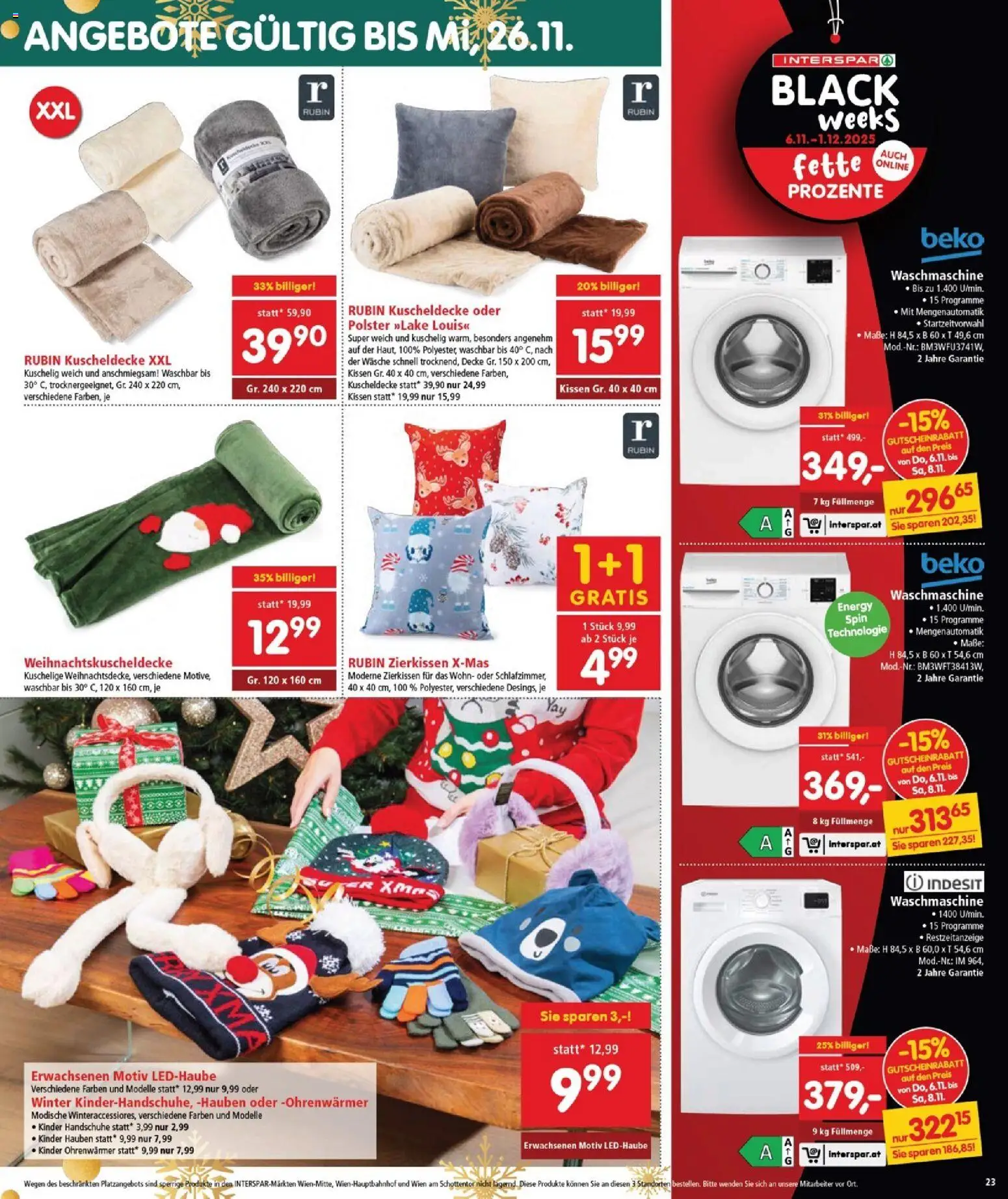 Interspar Flugblatt - Burgenland gültig ab 06.11.2025 | Seite: 24 | Produkte: Handschuhe, Waschmaschine, Kissen, Decke