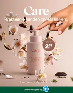 Care cardamom comfort handzeep, Exfoliating hand soap with cardamom, tonka & macadamia oil - Voorbeeld van een folder van Albert Heijn, geldig van 20.03.2026 | Pagina: 2 | Producten: Handzeep