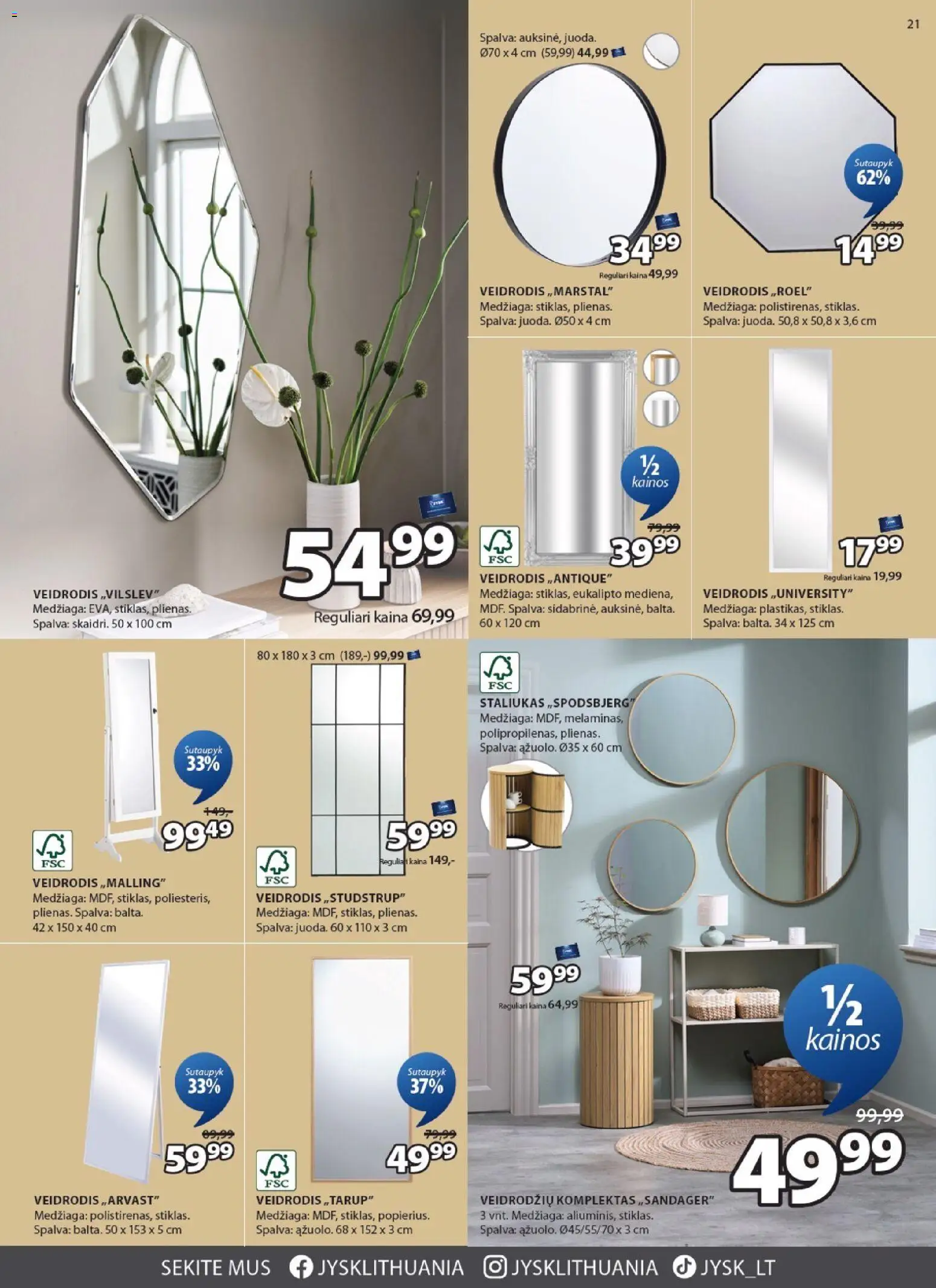 JYSK akcijos nuo 28.10.2025 | Puslapis: 21 | Prekių: Veidrodis