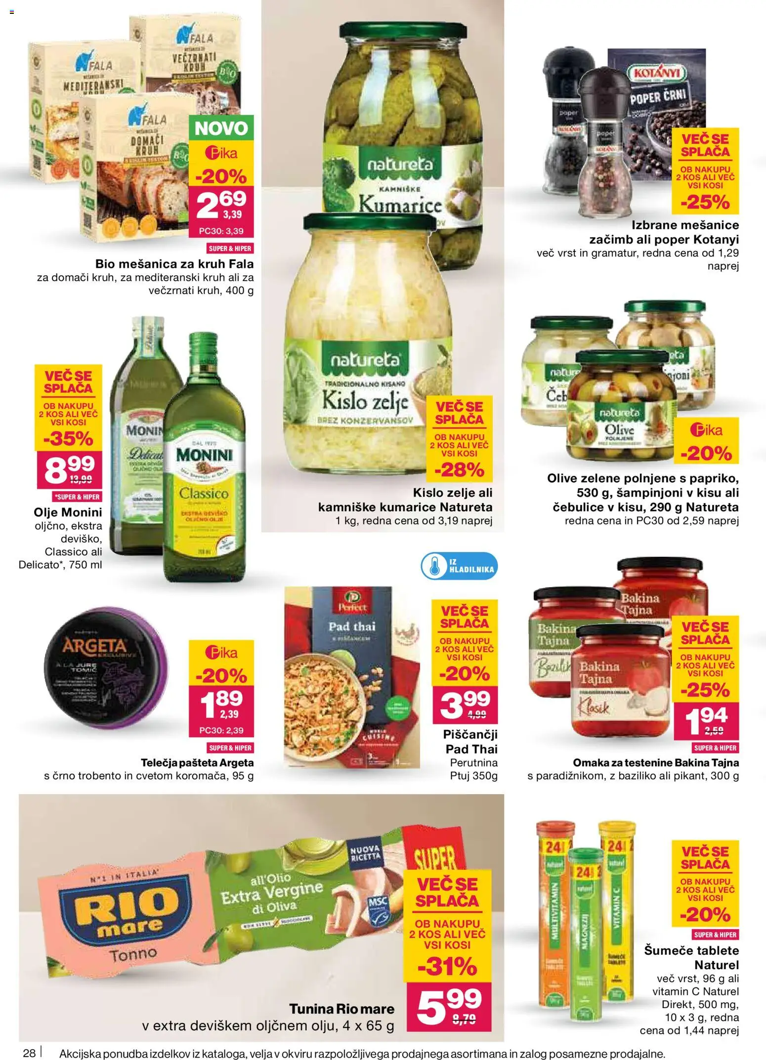 Novi Mercator katalog ponudbe – veljaven od 20.11.2025 | Stran: 28 | Izdelki: Tuna, Olive, Olje, Poper