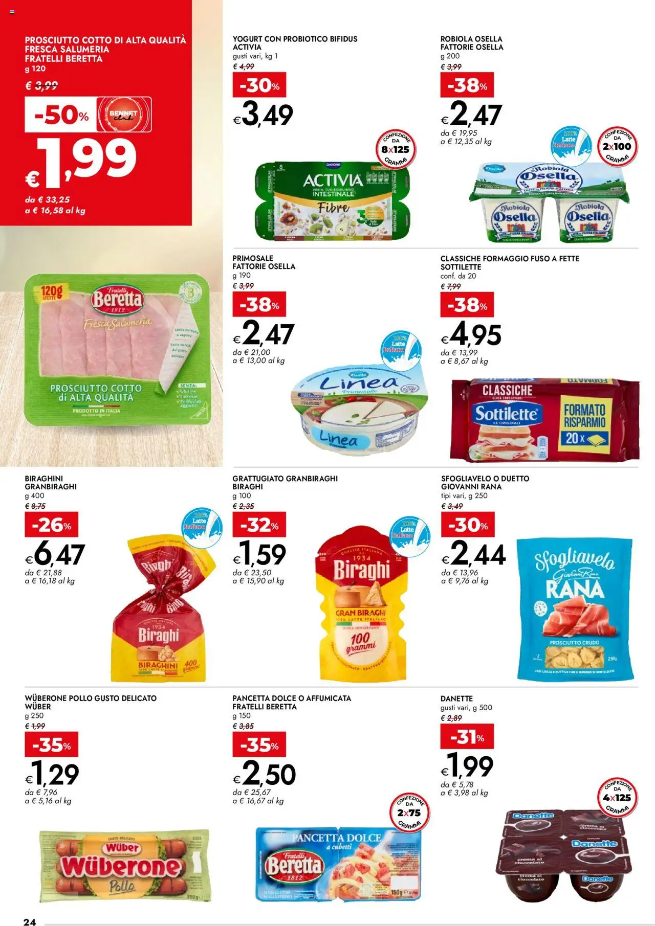 Volantino bennet del 16.10.2025 | Pagina: 24 | Prodotti: Crema, Yogurt, Pollo, Robiola