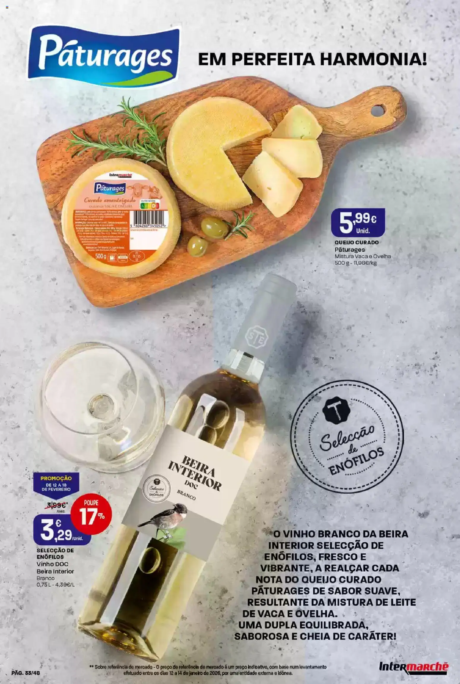 Intermarché folheto │ válido de 12.02.2026 | Página: 33 | Produtos: Base, Leite, Queijo, Vinho
